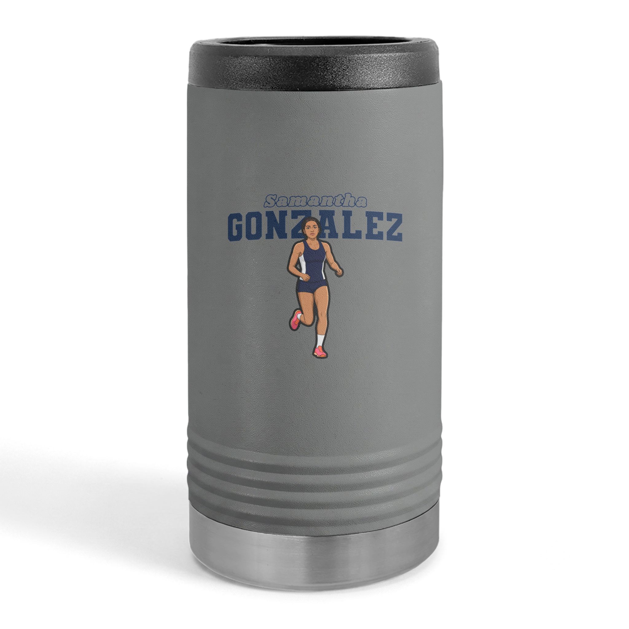 Slim Stainless Can Cooler — character_name_arch in Grey