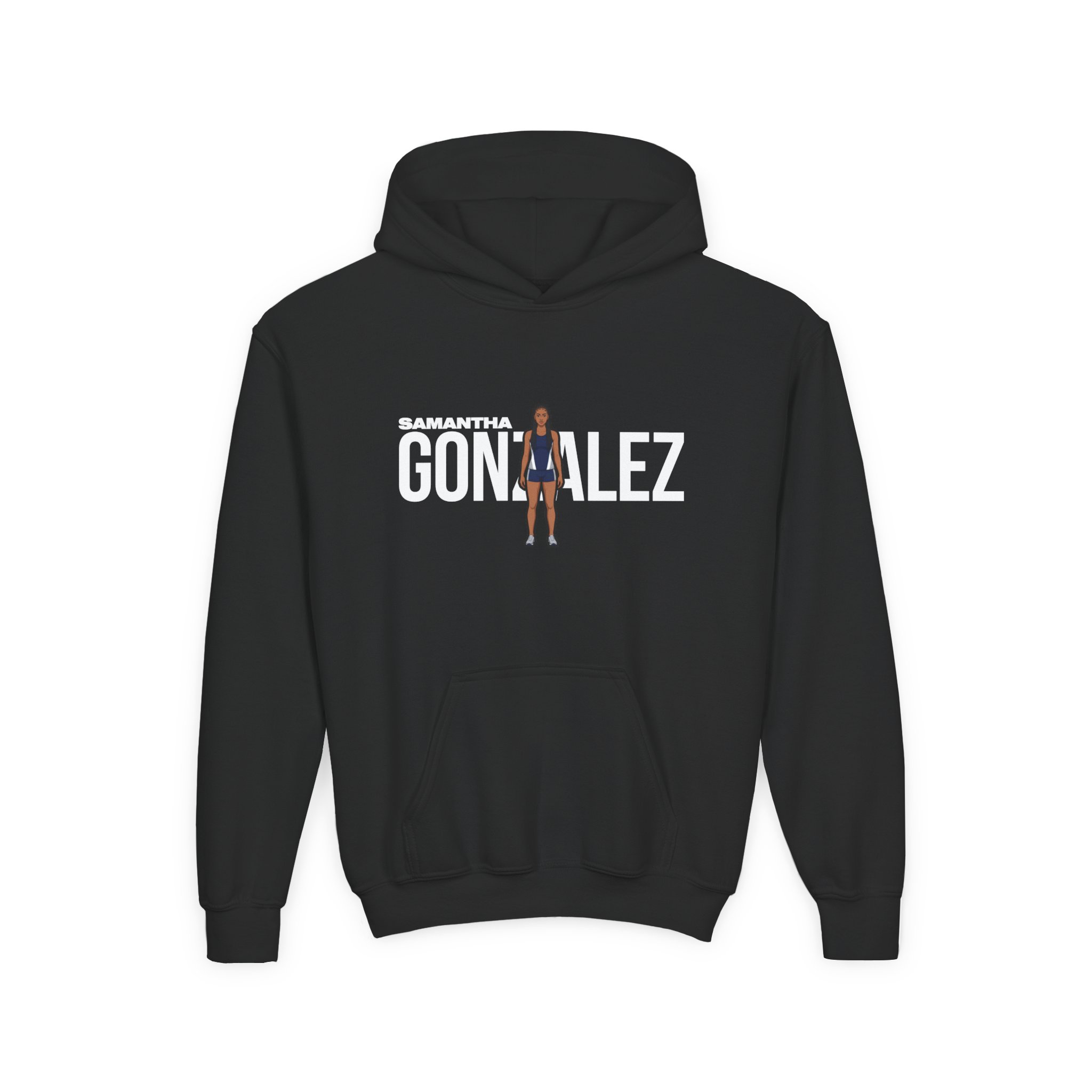 Youth Hoodie — character_player_name in Black