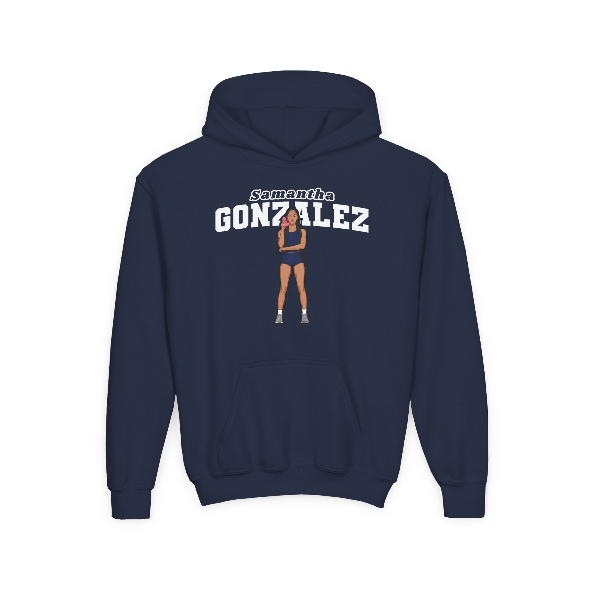 Youth Hoodie — character_name_arch in Navy