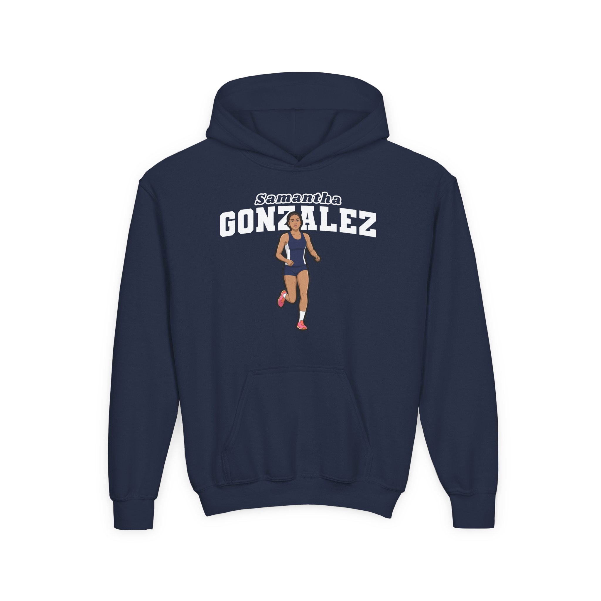 Youth Hoodie — character_name_arch in Navy