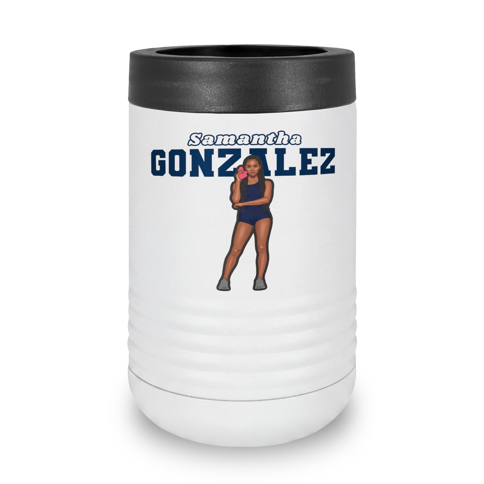 Stainless Can Cooler — character_name_arch in White