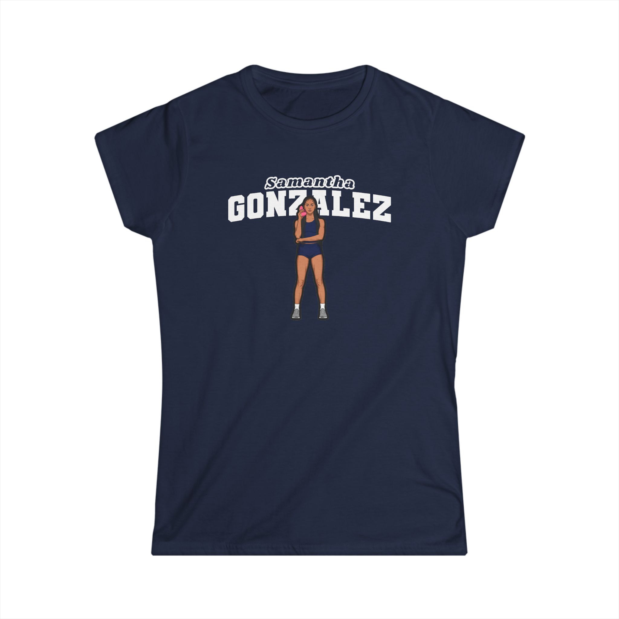 Women's Softstyle Tee — character_name_arch in Navy
