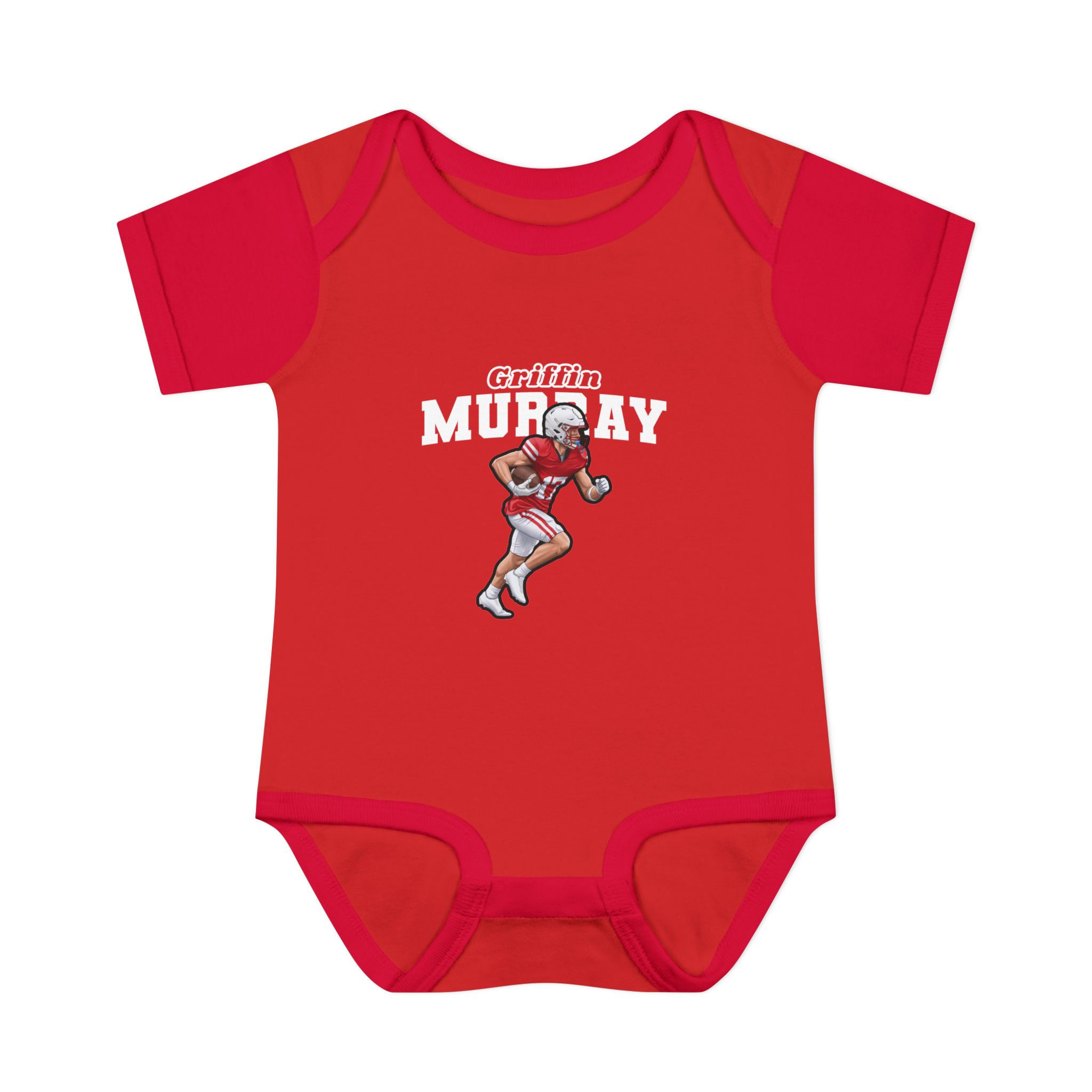 Baby Onesie — character_name_arch in Red