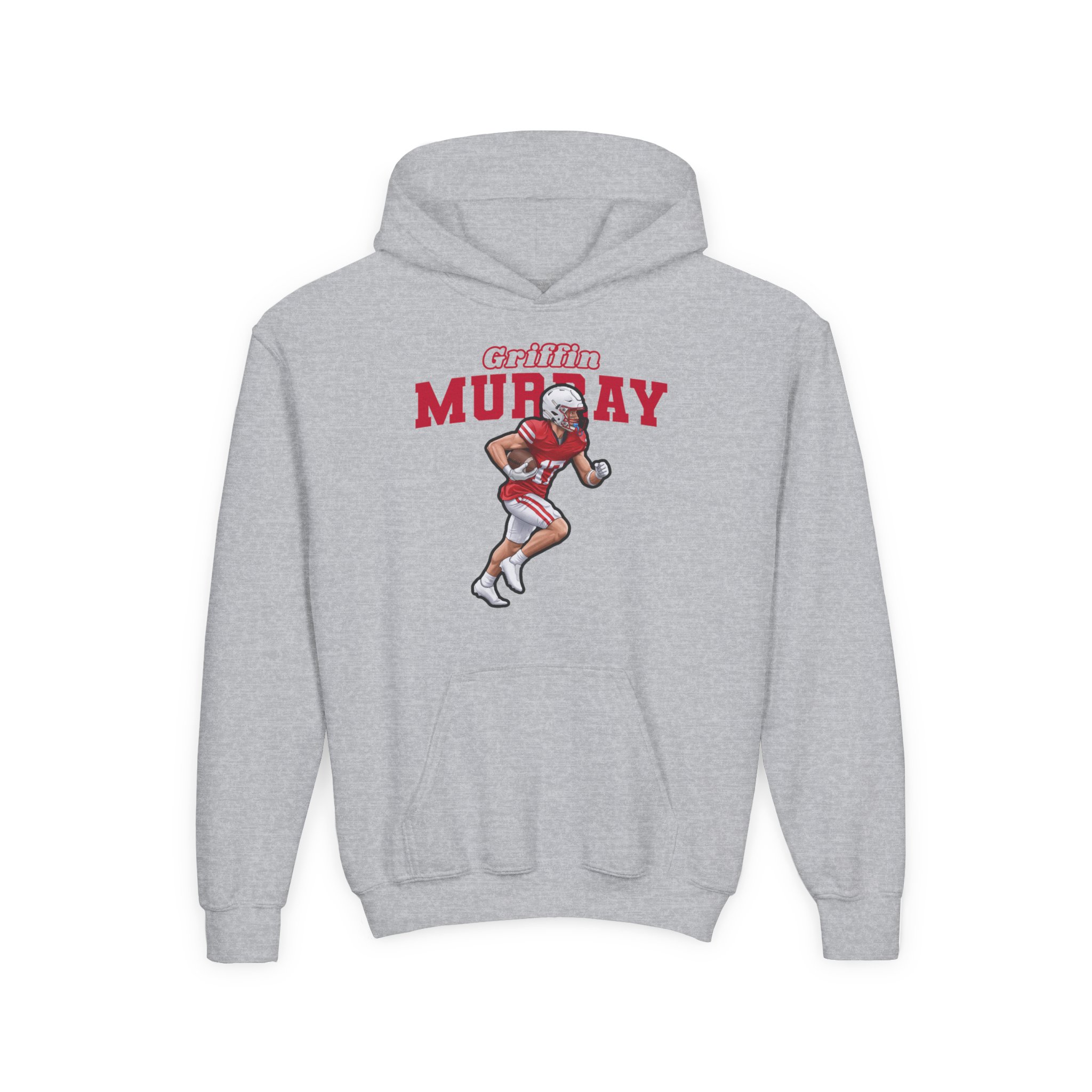 Youth Hoodie — character_name_arch in Grey