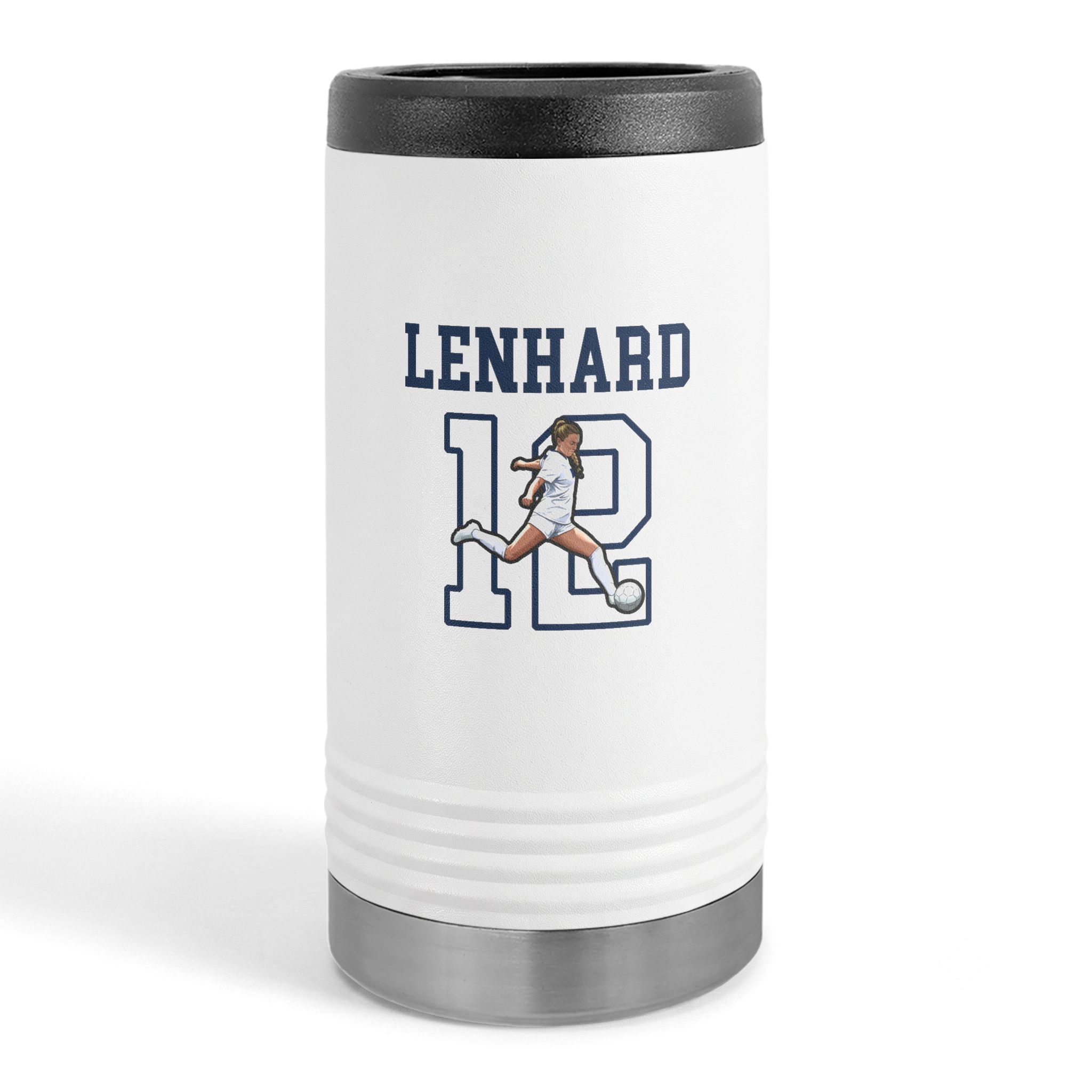 Slim Stainless Can Cooler — character_shirsey in White