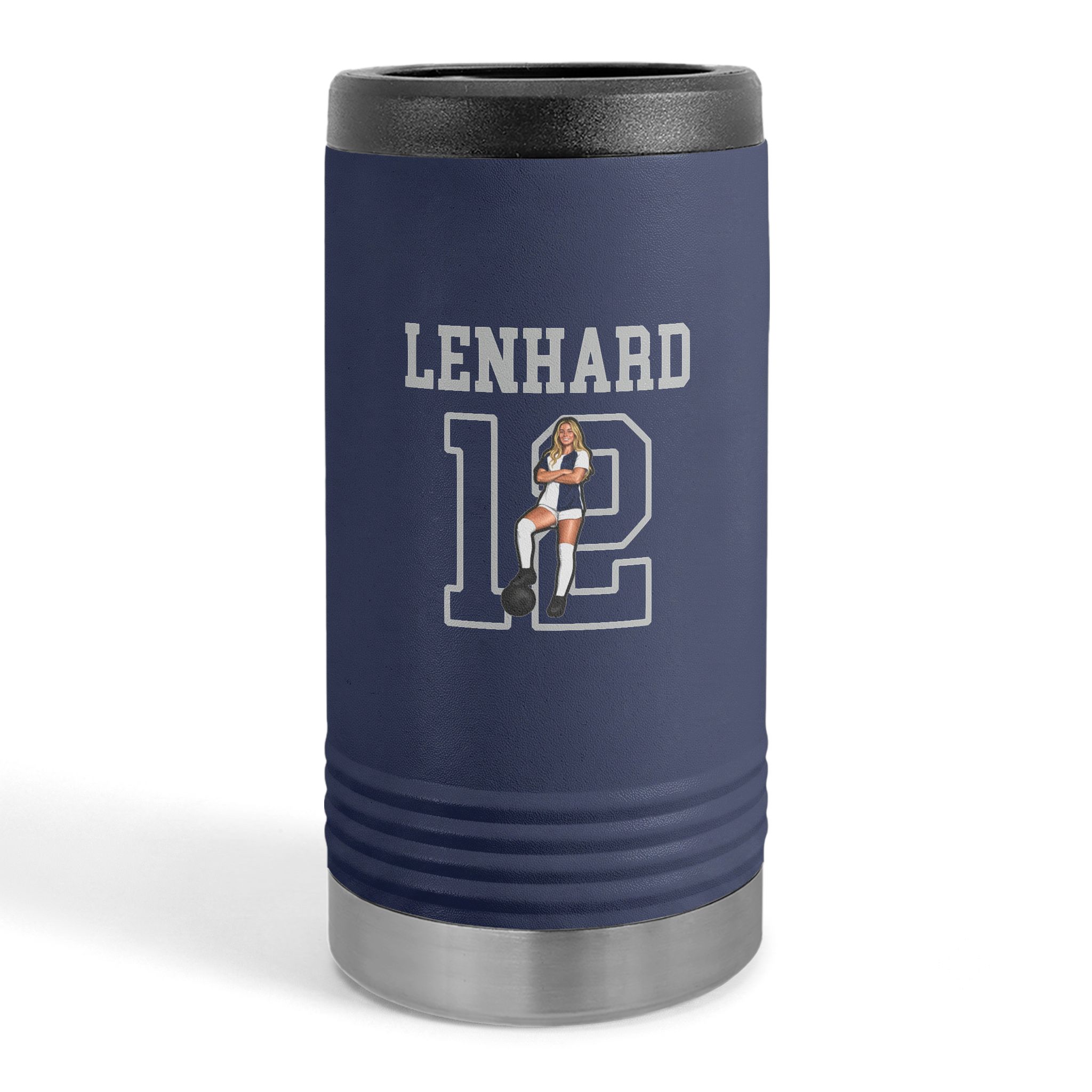 Slim Stainless Can Cooler — character_shirsey in Navy