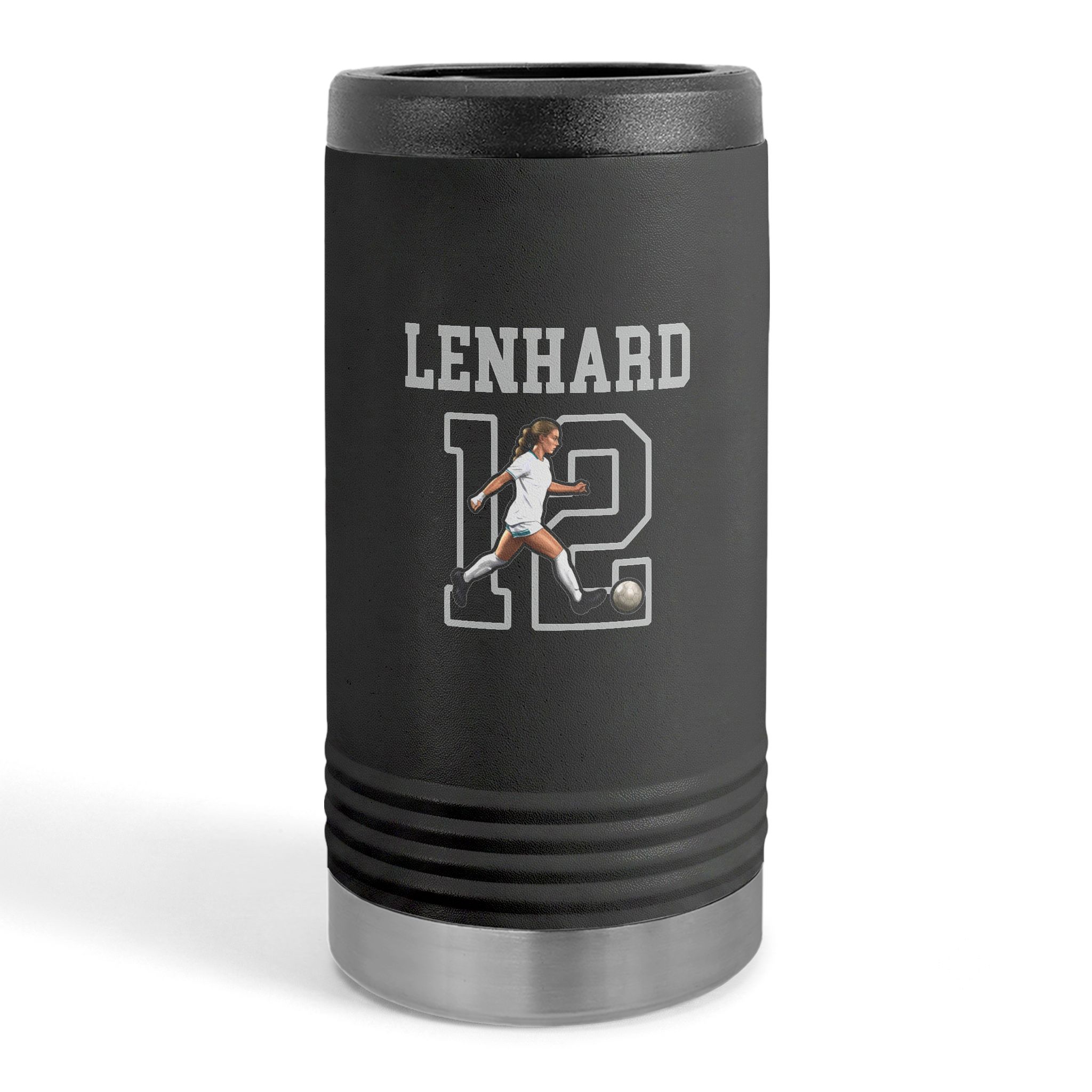 Slim Stainless Can Cooler — character_shirsey in Black