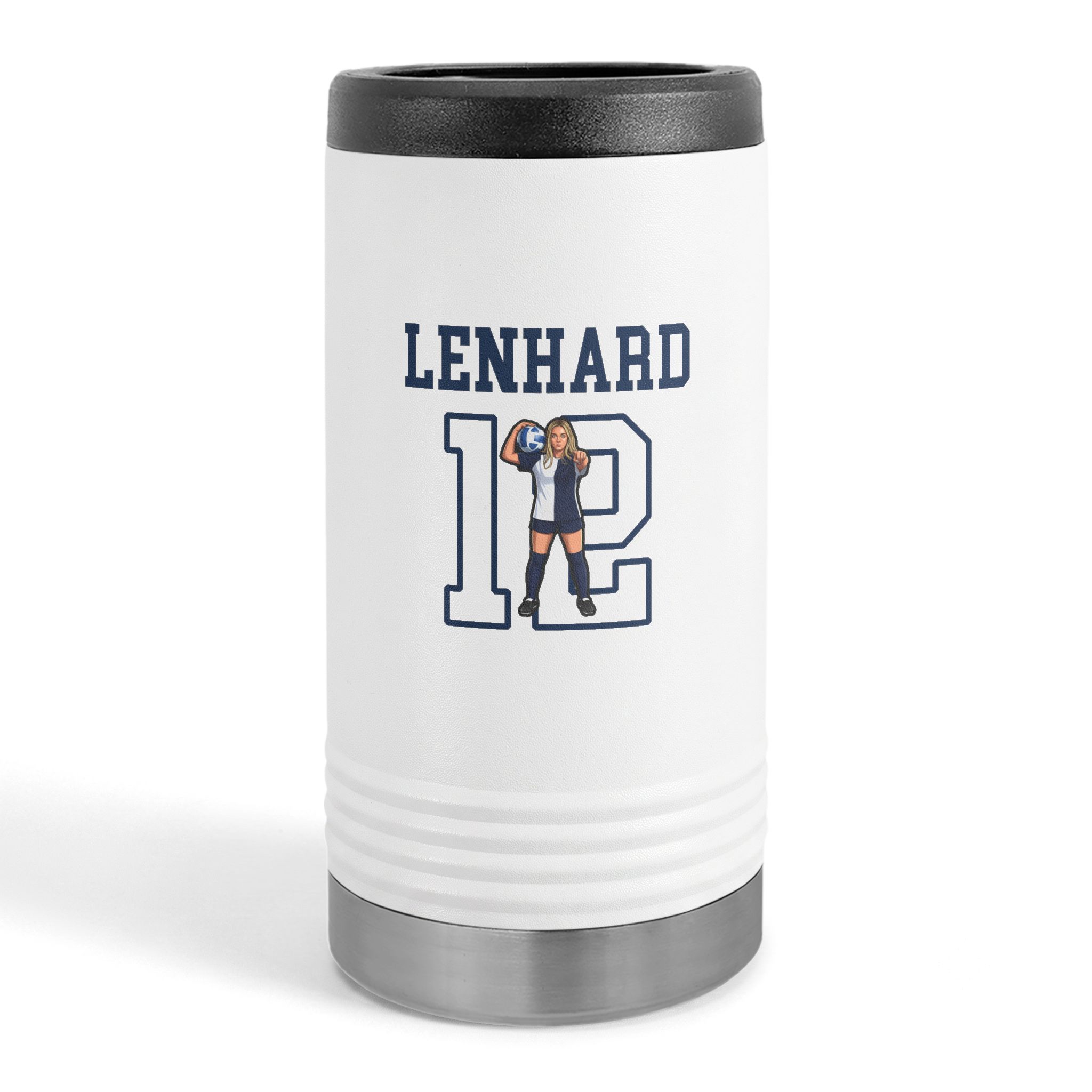 Slim Stainless Can Cooler — character_shirsey in White