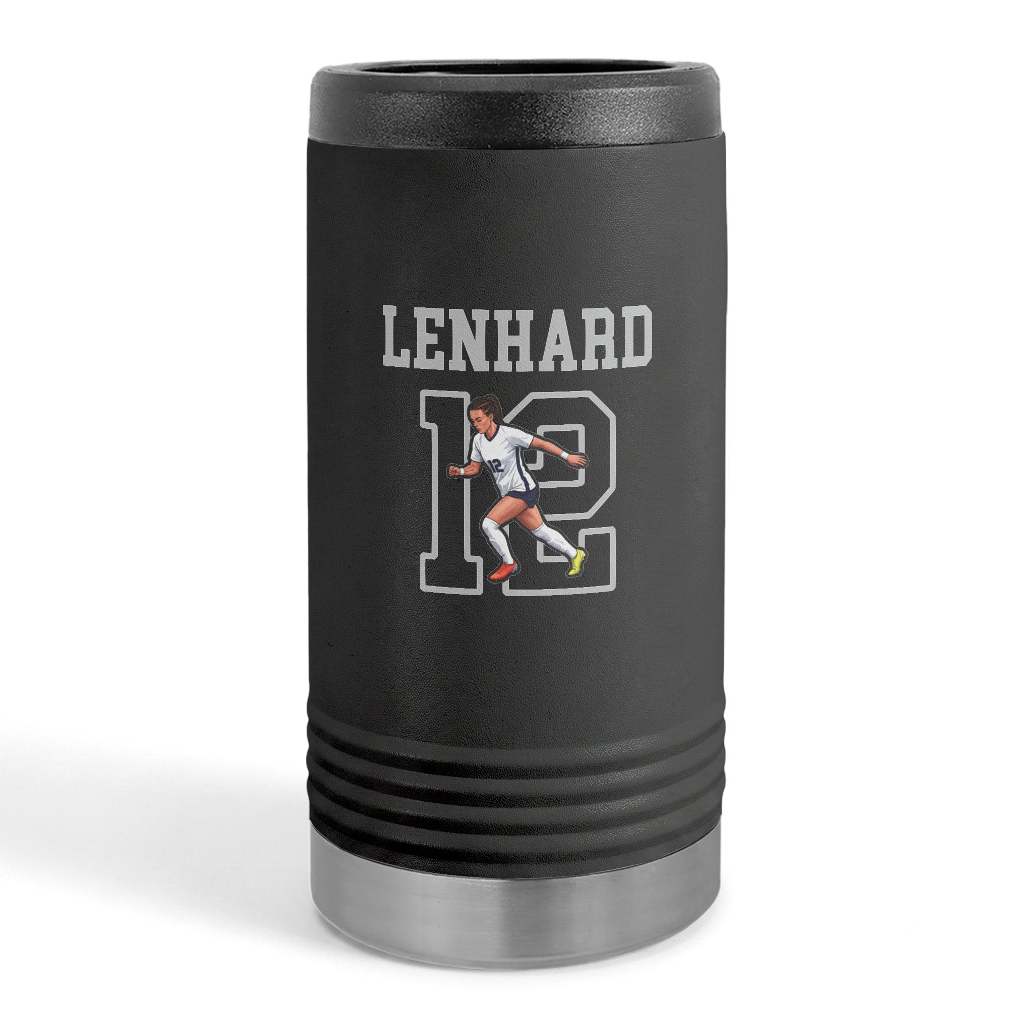 Slim Stainless Can Cooler — character_shirsey in Black