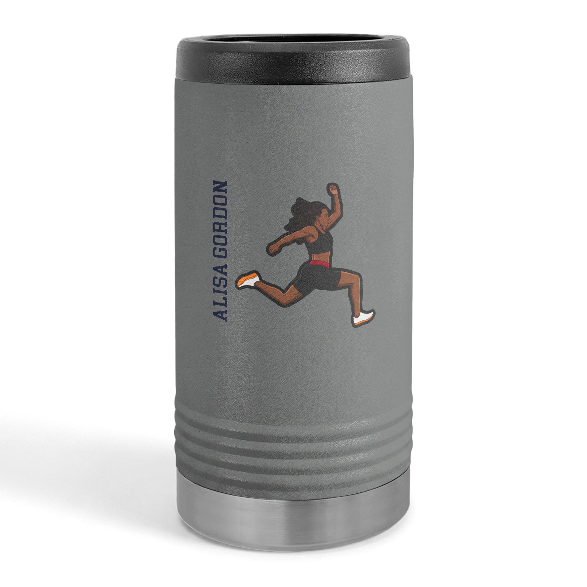 Slim Stainless Can Cooler — character_name_vertical in Grey
