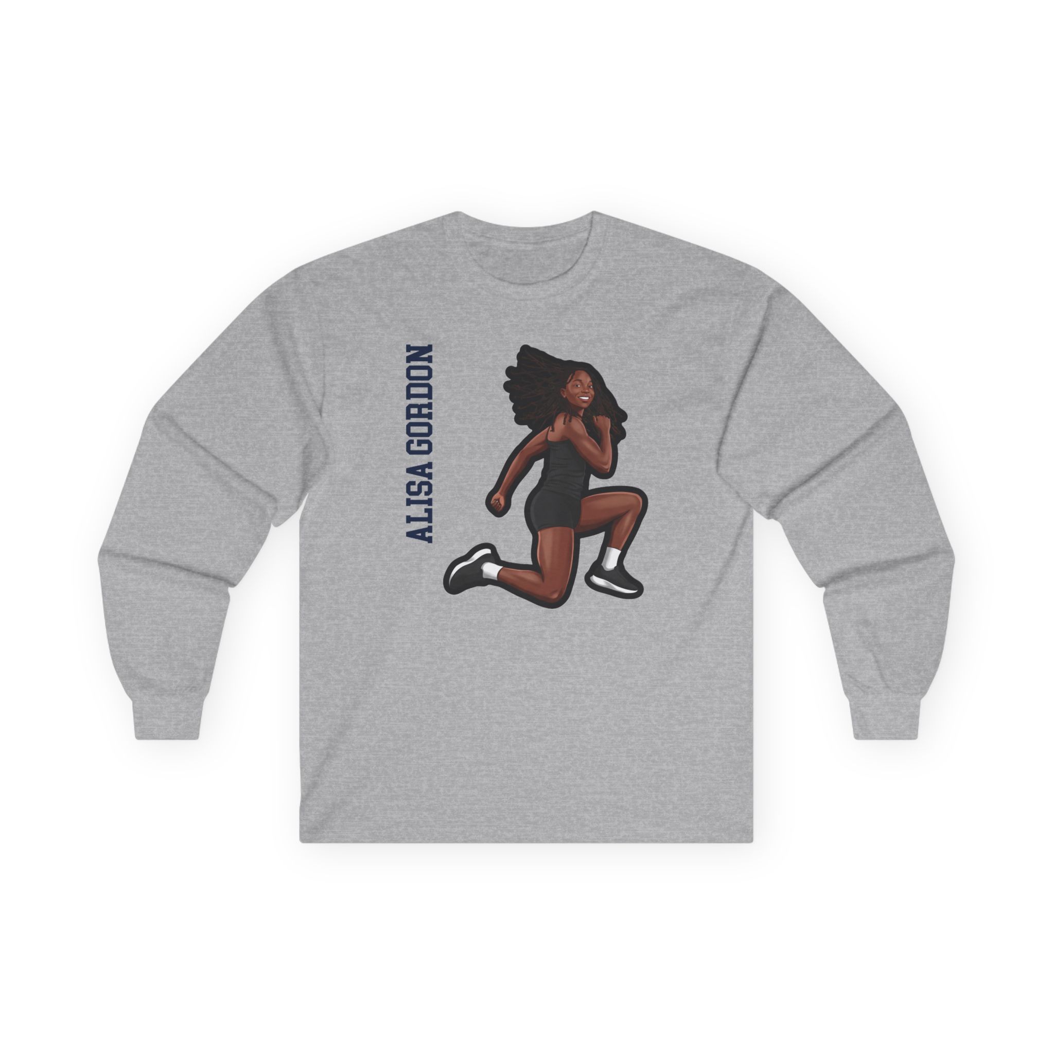 Long Sleeve Tee — character_name_vertical in Grey