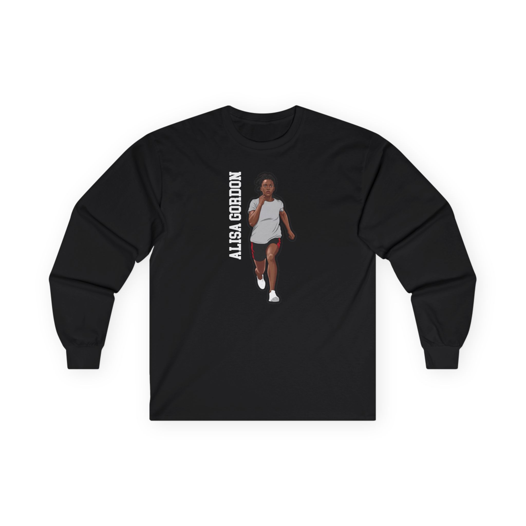 Long Sleeve Tee — character_name_vertical in Black