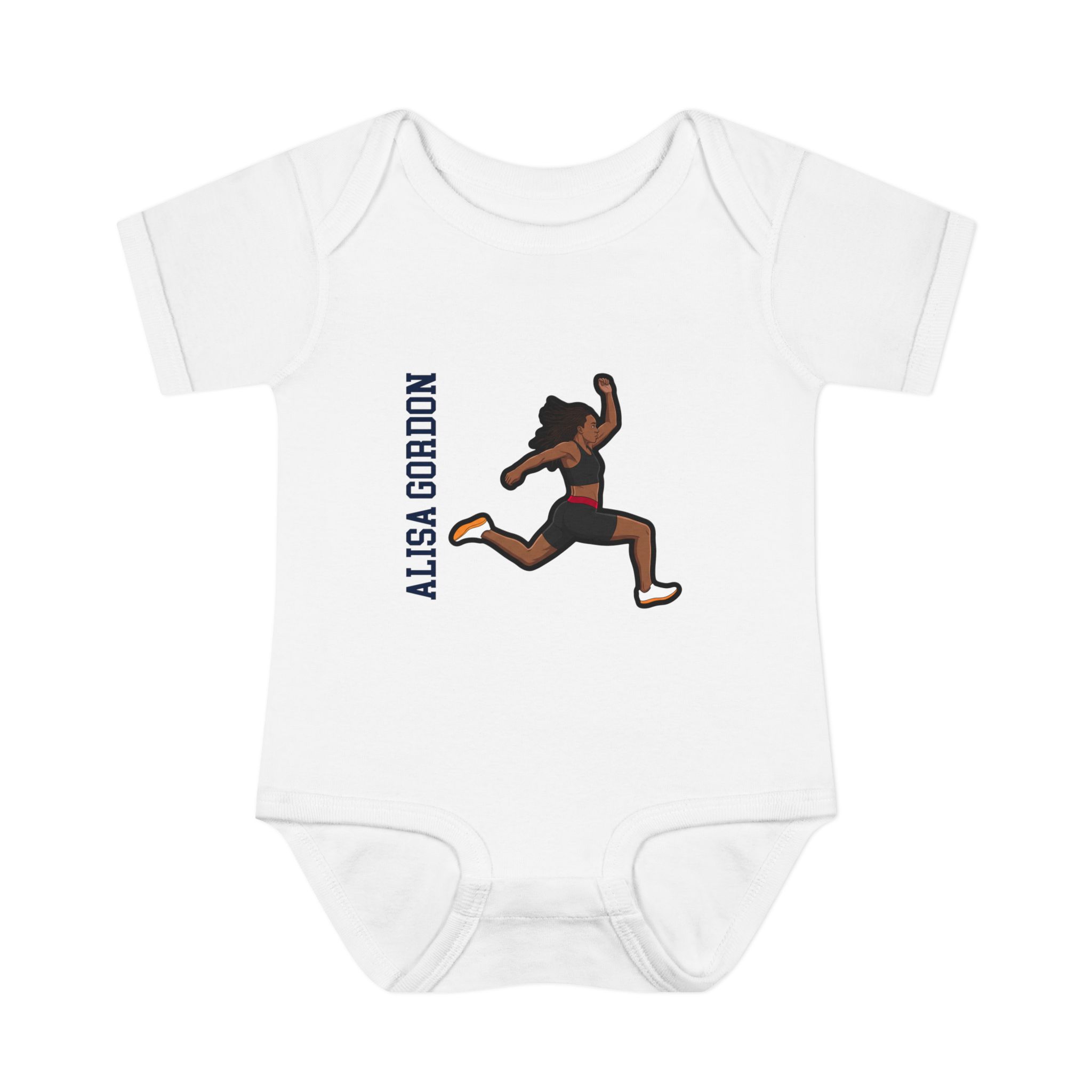 Baby Onesie — character_name_vertical in White