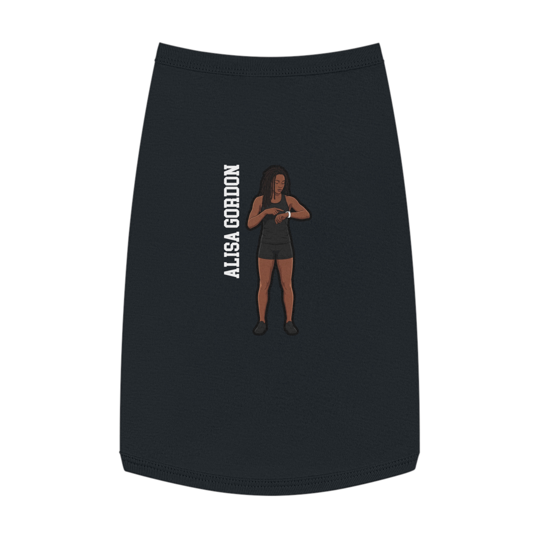 Pet Tank Top — character_name_vertical in Black
