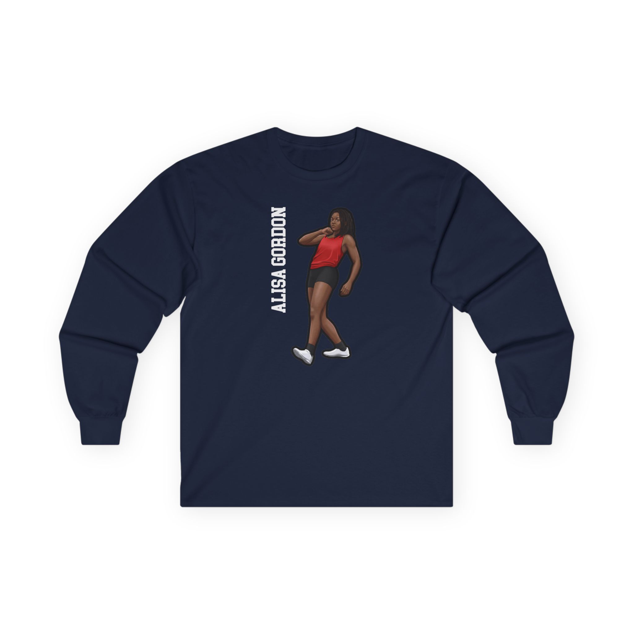 Long Sleeve Tee — character_name_vertical in Navy