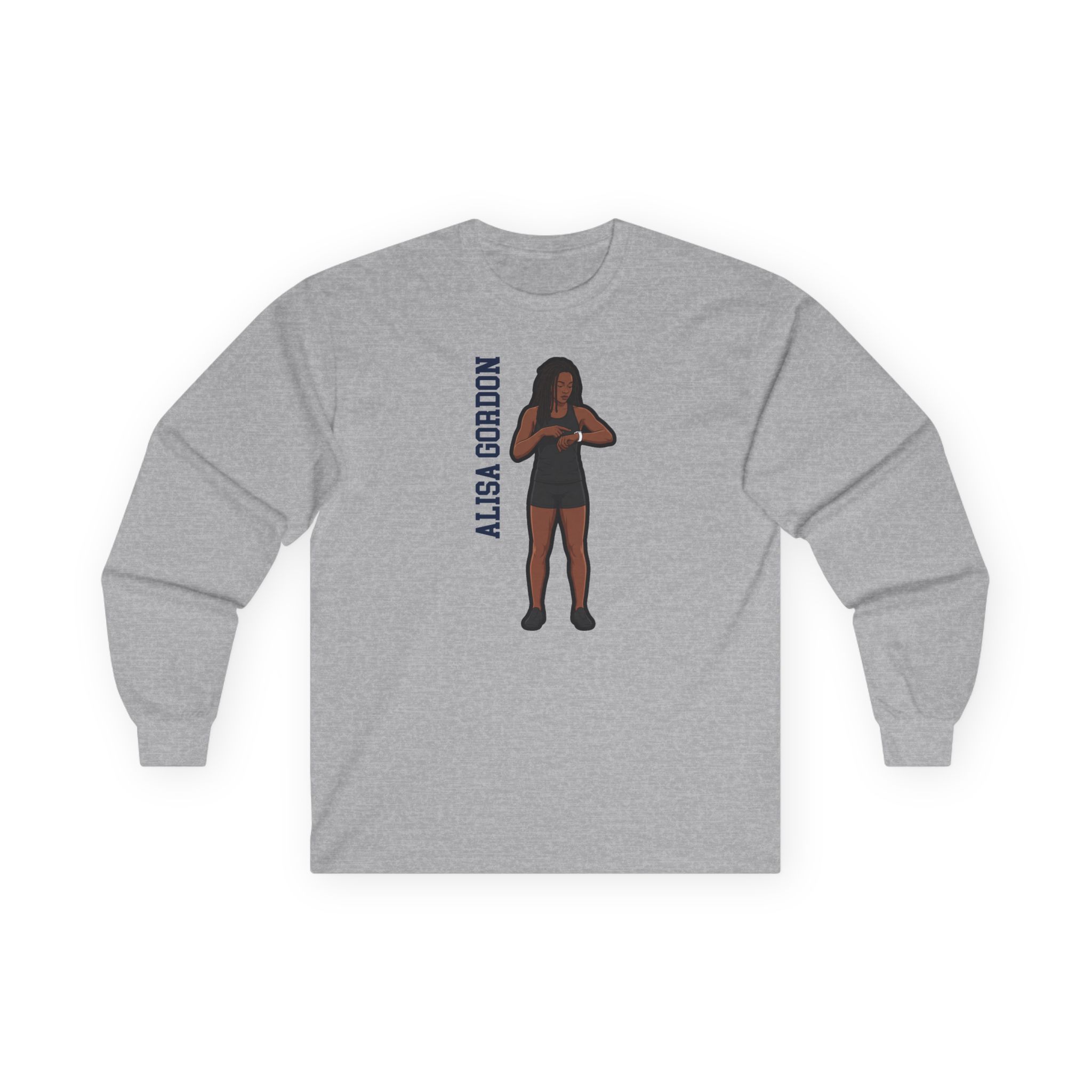 Long Sleeve Tee — character_name_vertical in Grey