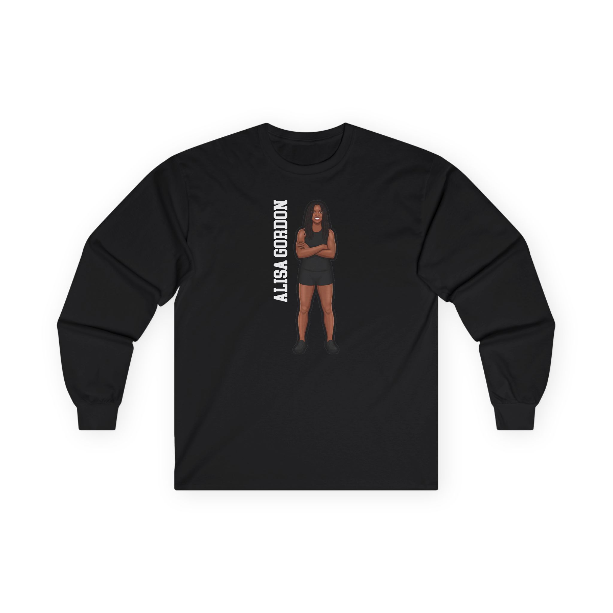 Long Sleeve Tee — character_name_vertical in Black