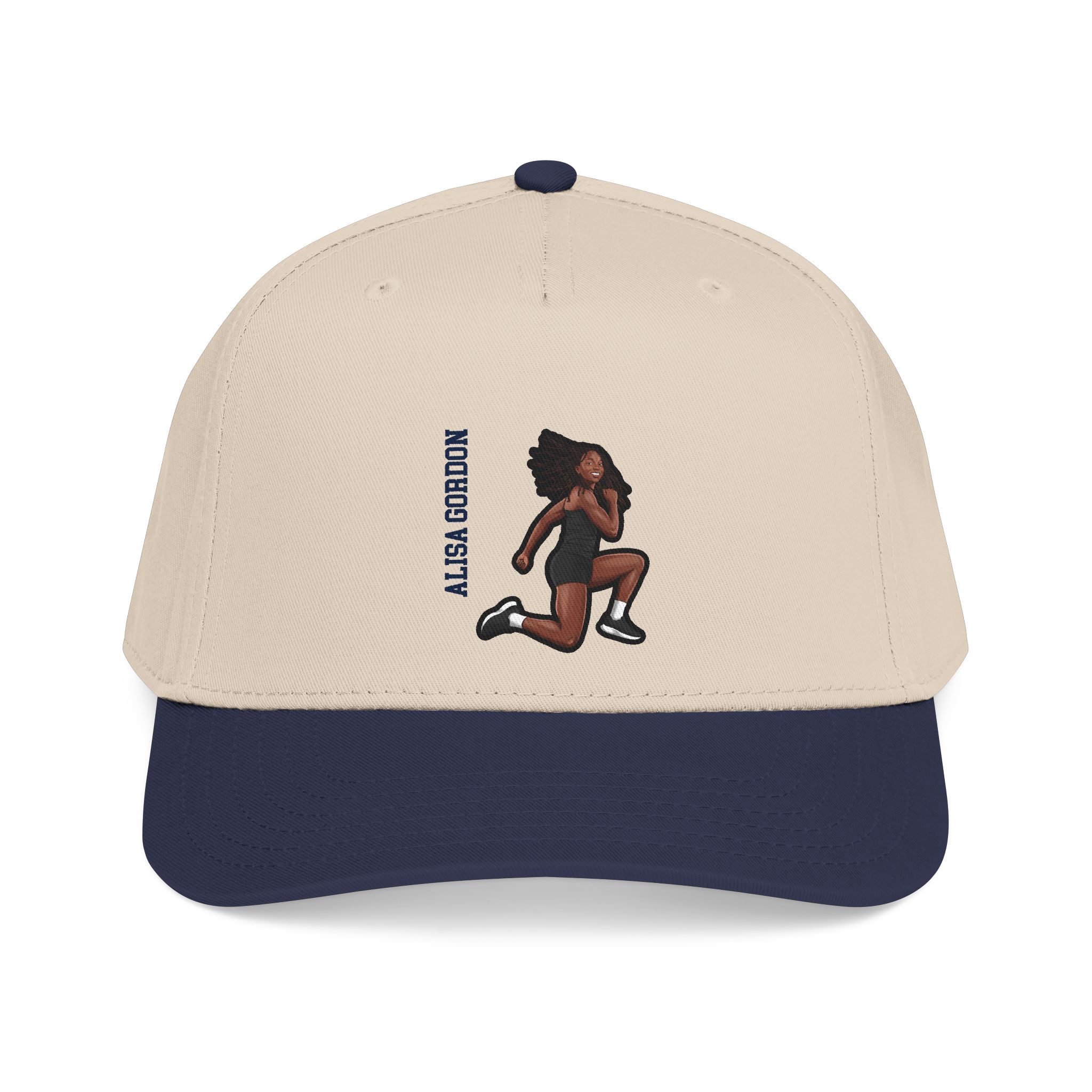 Baseball Cap — character_name_vertical in Navy / Natural
