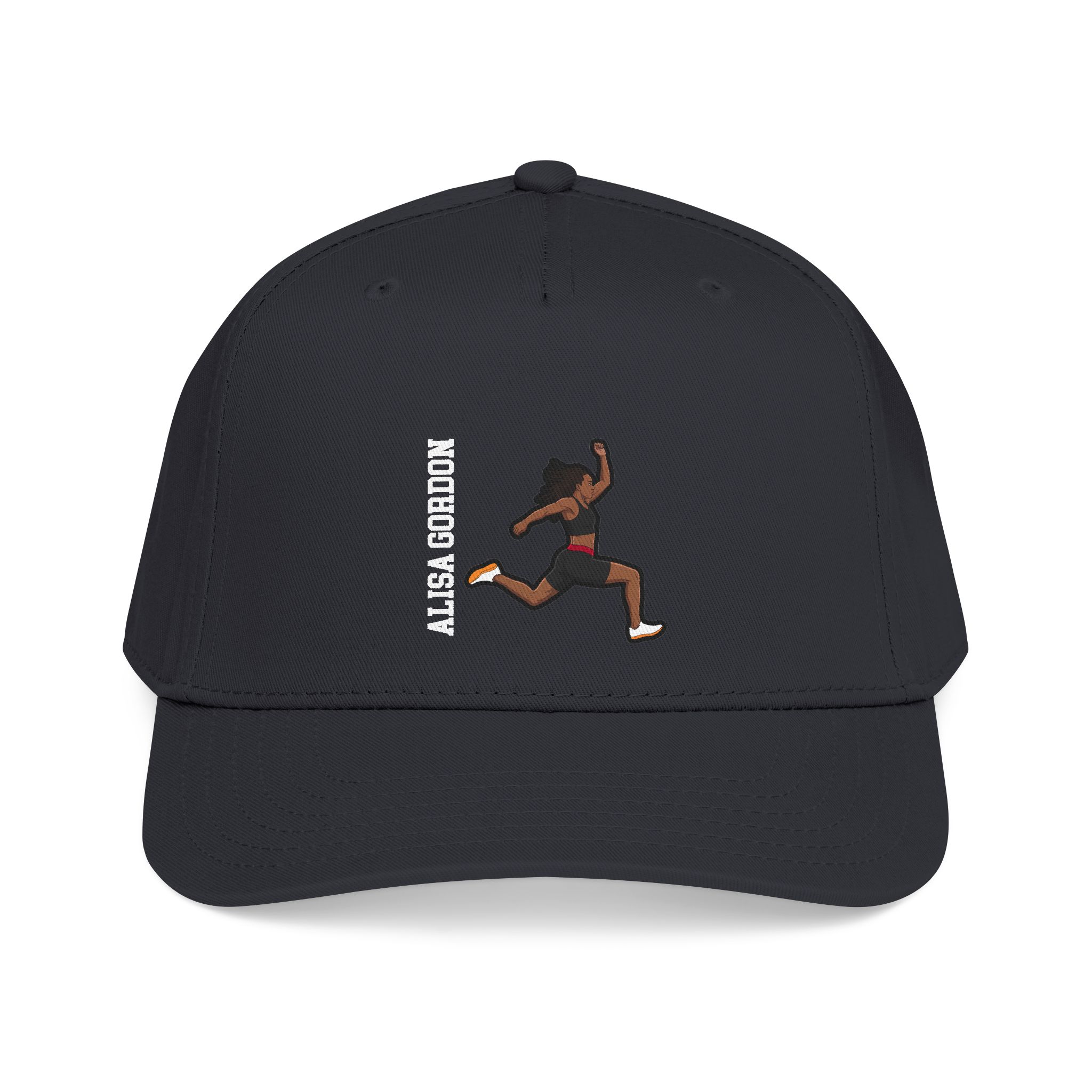Baseball Cap — character_name_vertical in Black