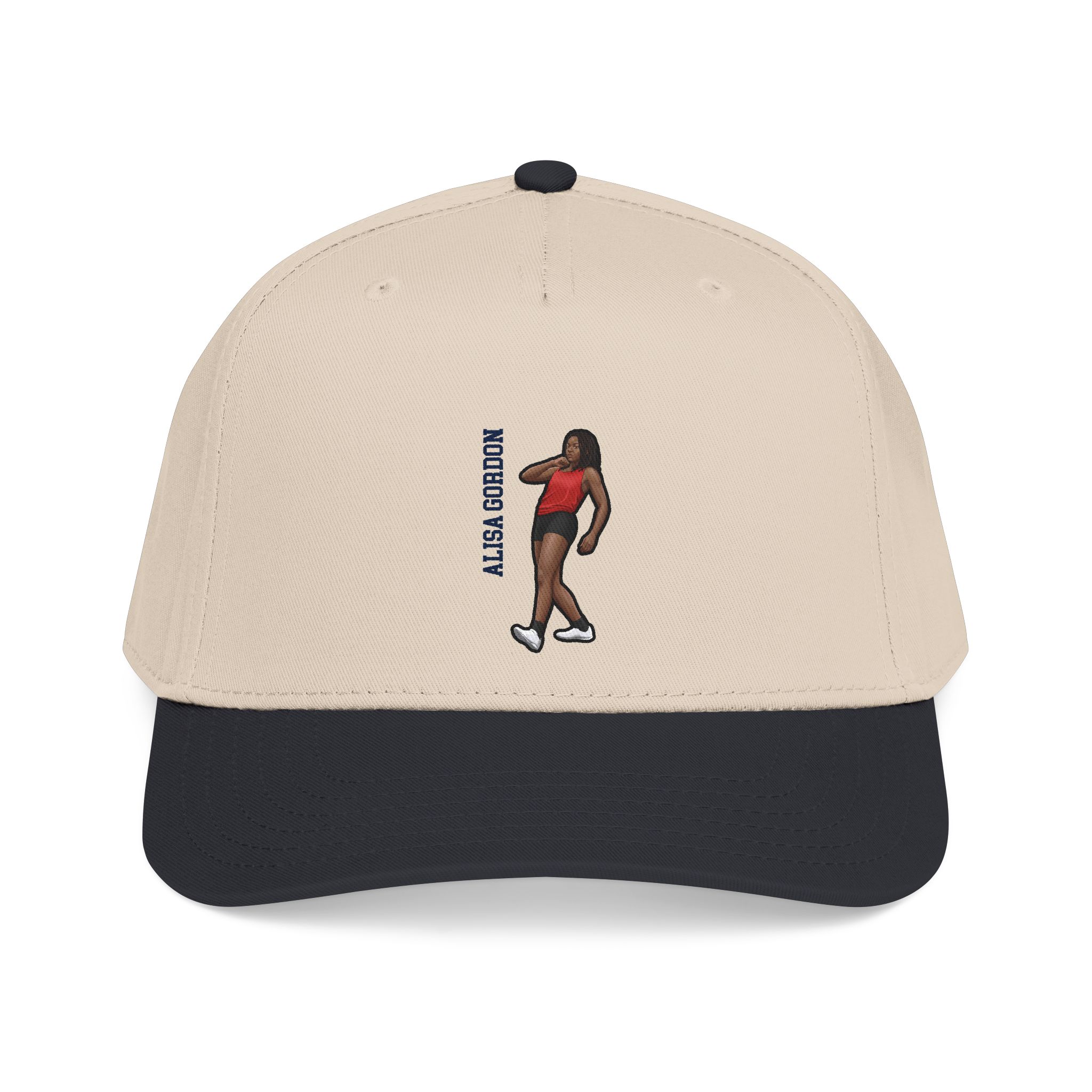 Baseball Cap — character_name_vertical in Black / Natural
