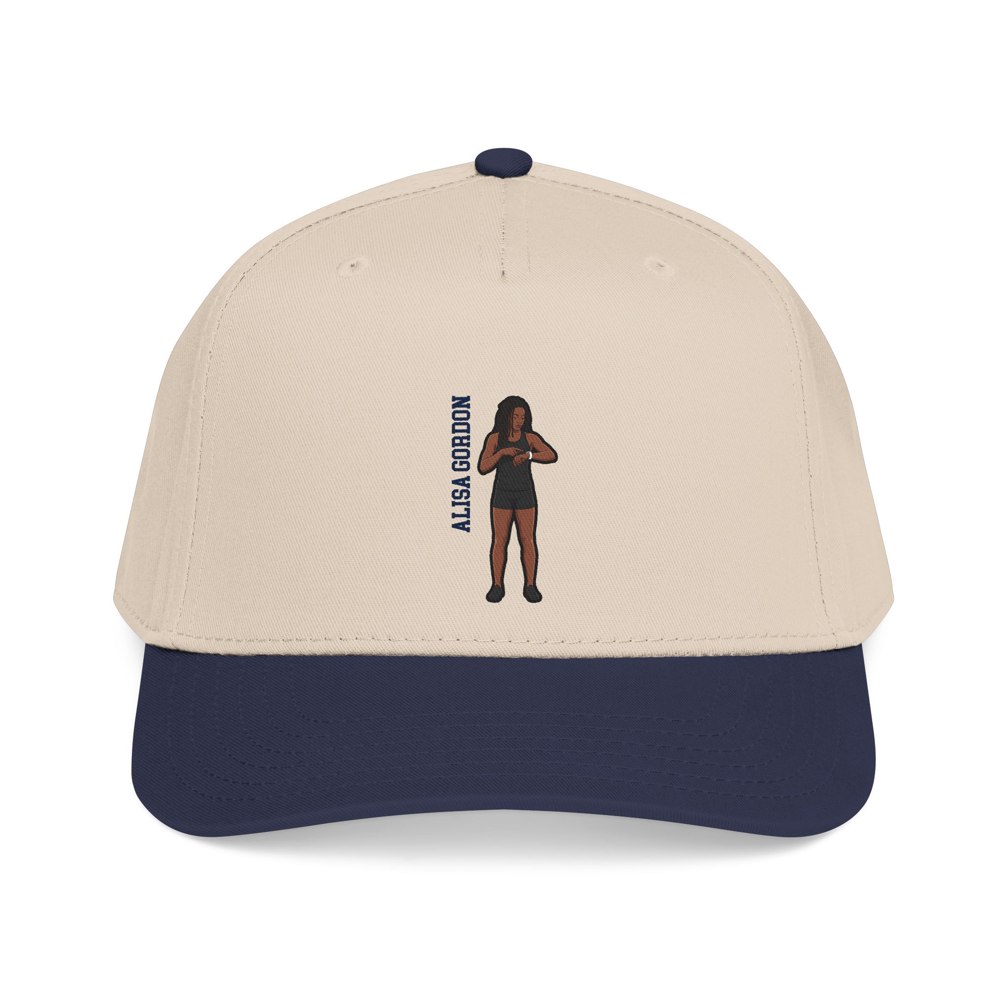 Baseball Cap — character_name_vertical in Navy / Natural