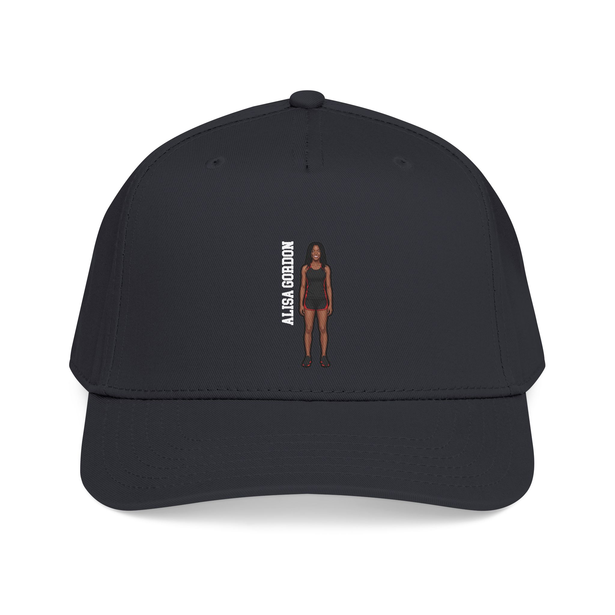 Baseball Cap — character_name_vertical in Black