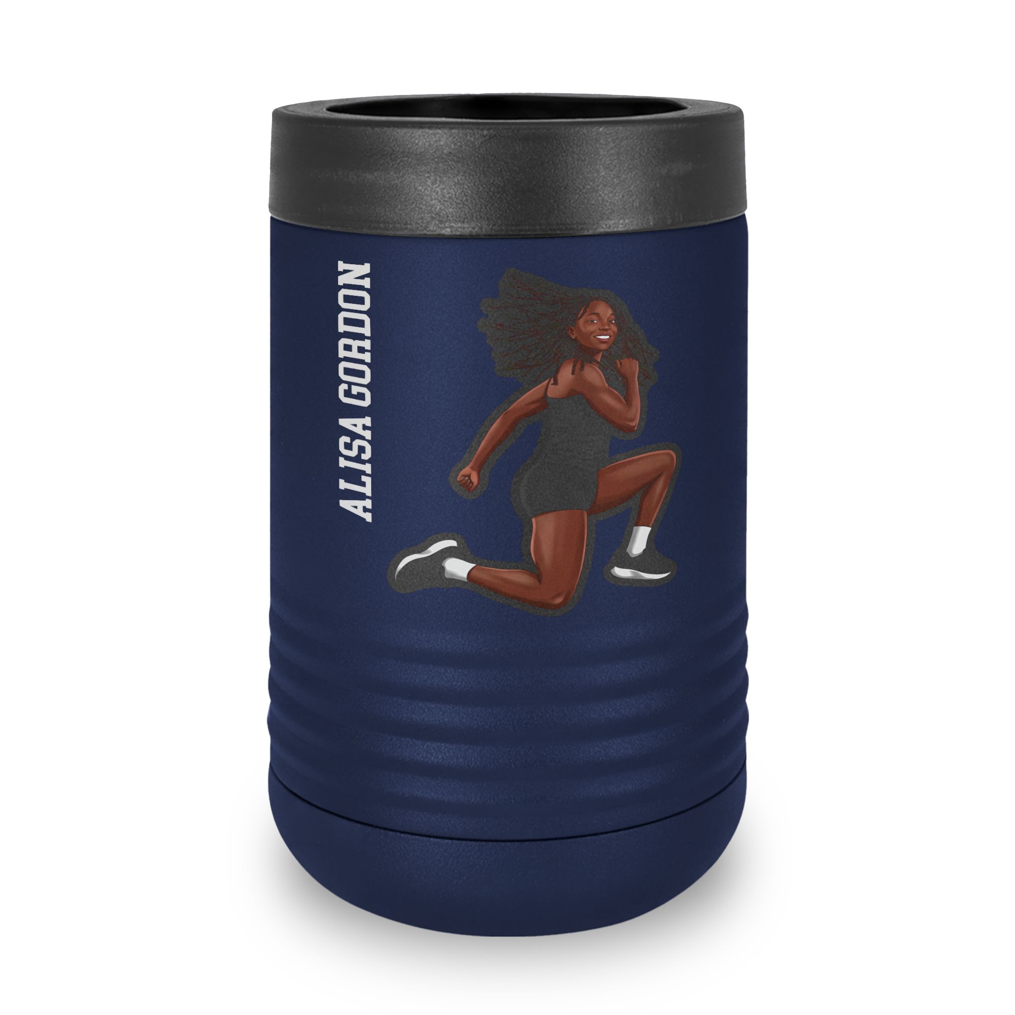 Stainless Can Cooler — character_name_vertical in Navy