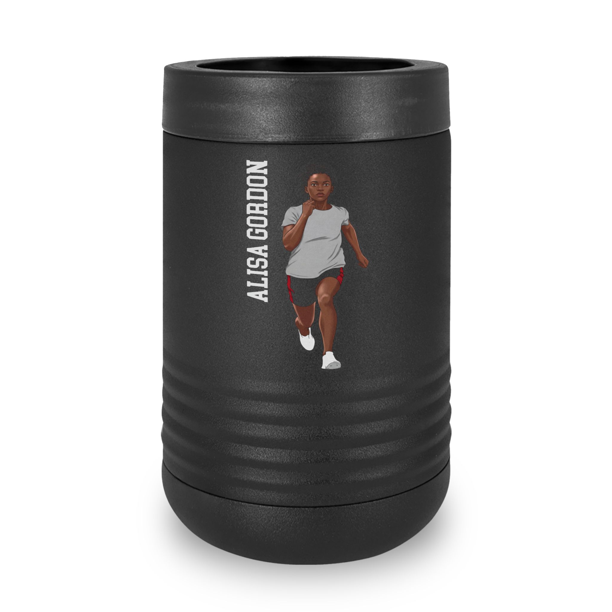 Stainless Can Cooler — character_name_vertical in Black