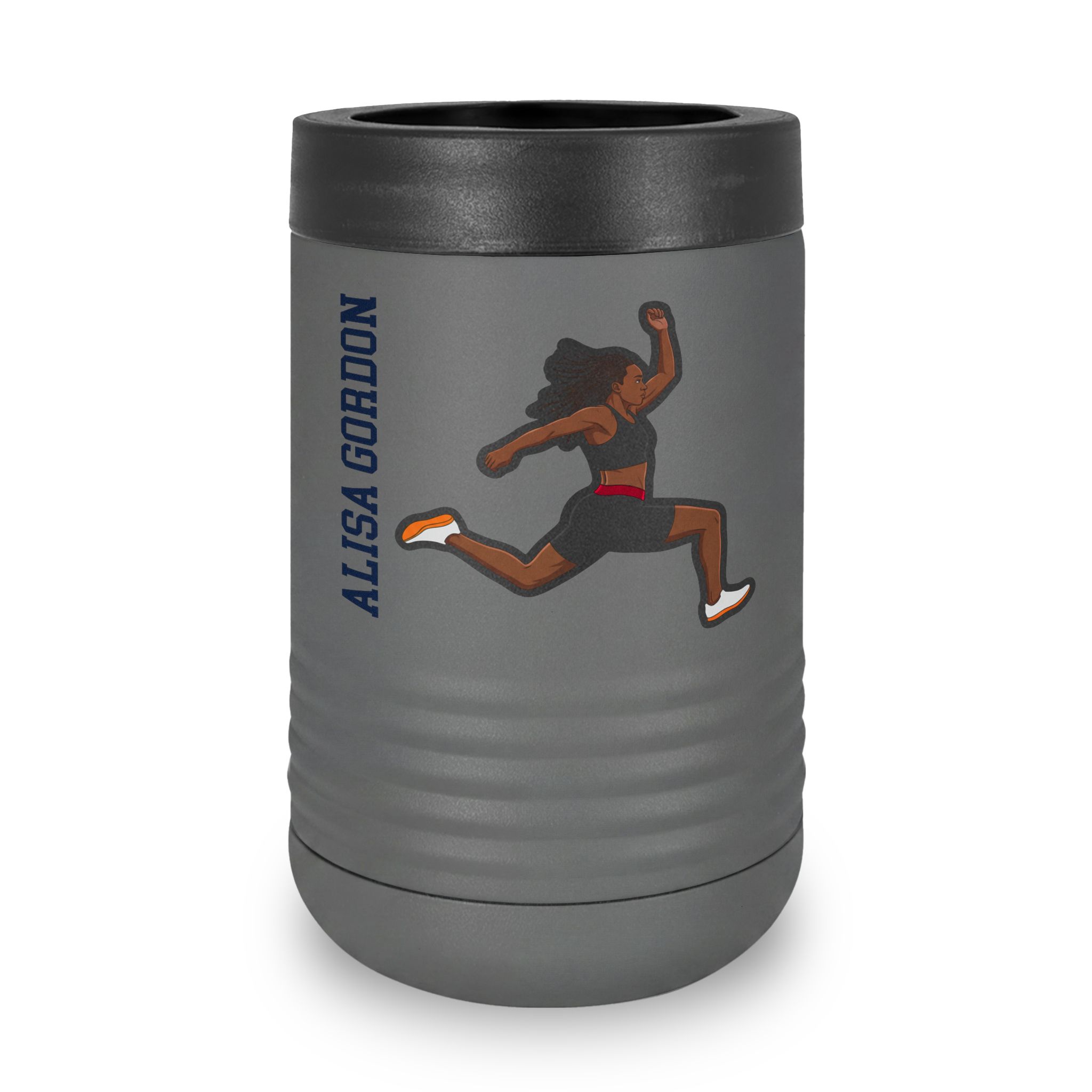 Stainless Can Cooler — character_name_vertical in Grey