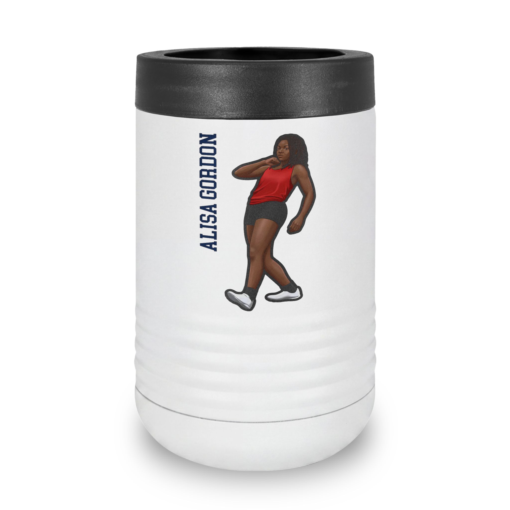 Stainless Can Cooler — character_name_vertical in White