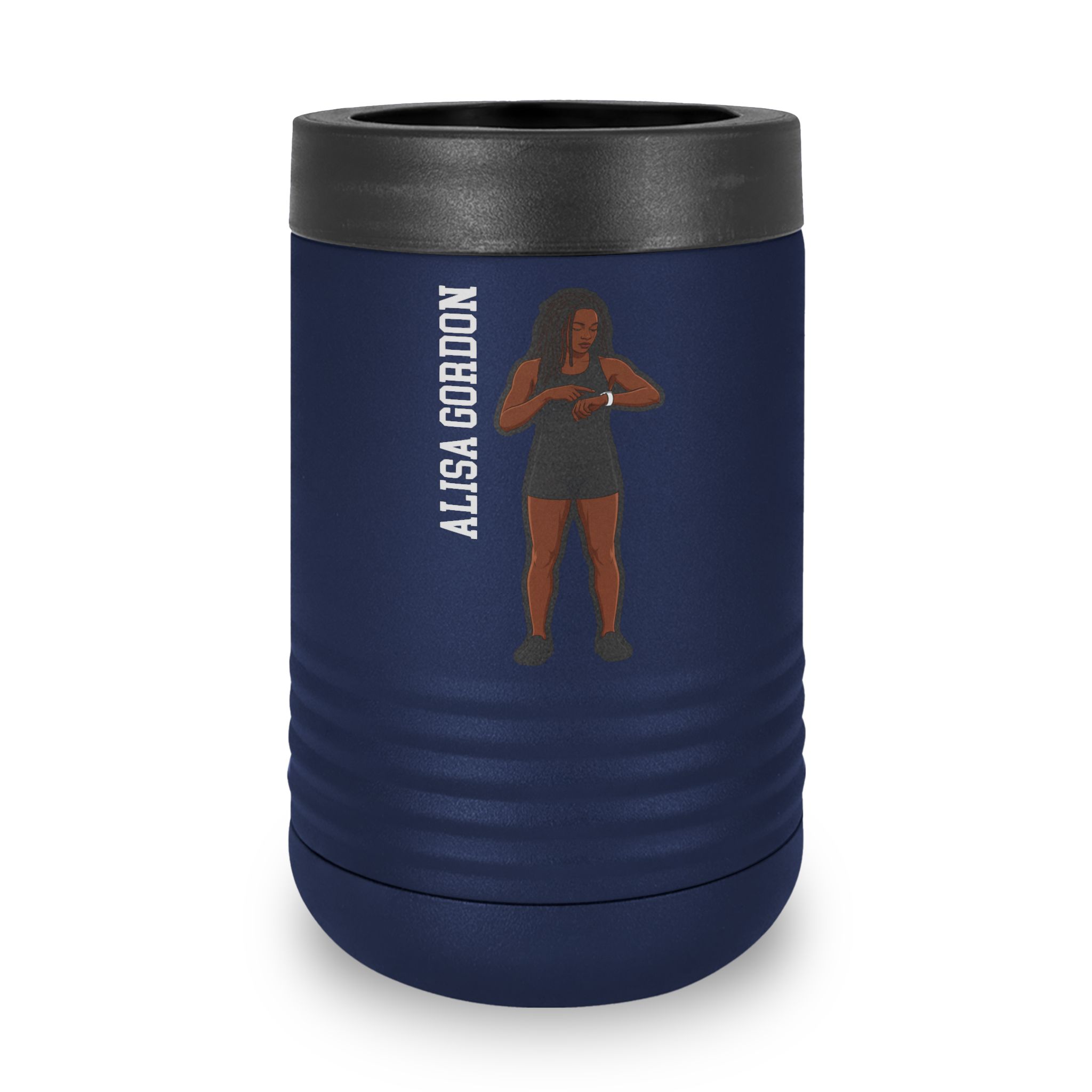 Stainless Can Cooler — character_name_vertical in Navy