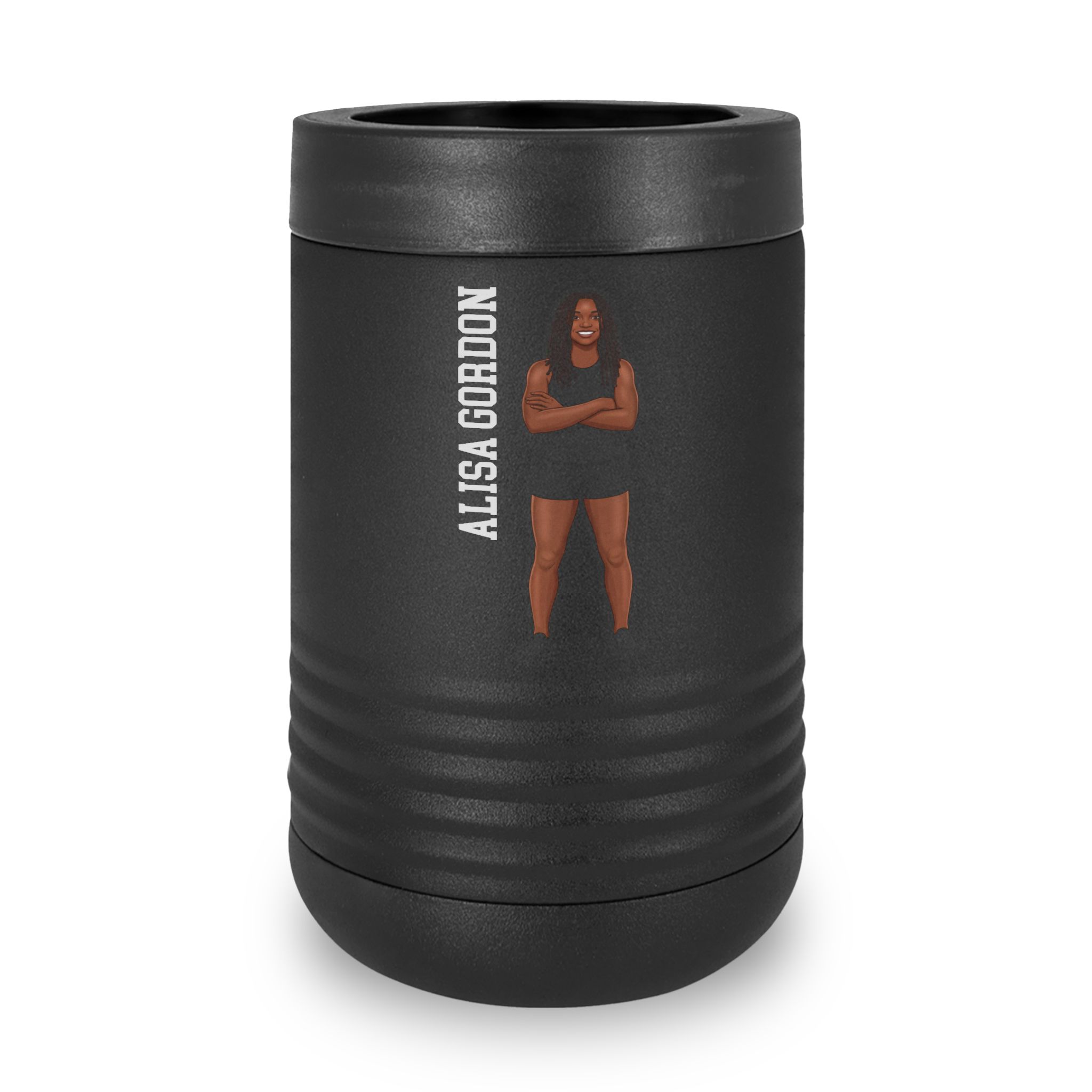 Stainless Can Cooler — character_name_vertical in Black