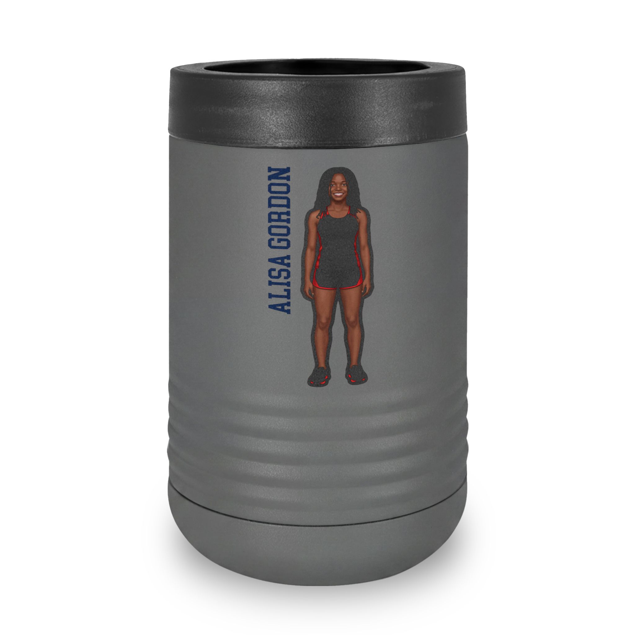 Stainless Can Cooler — character_name_vertical in Grey
