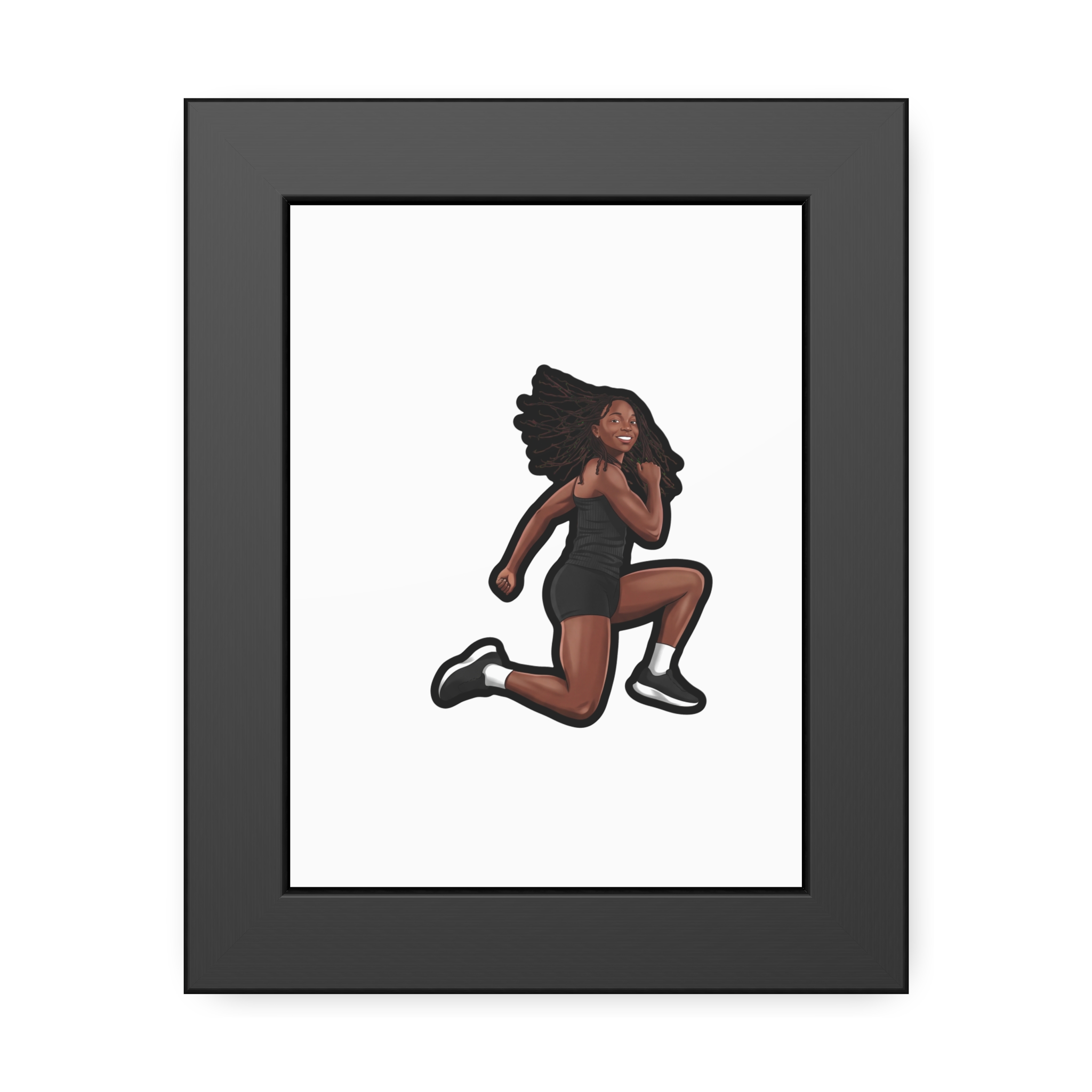 Framed Poster — character_name_vertical in Black