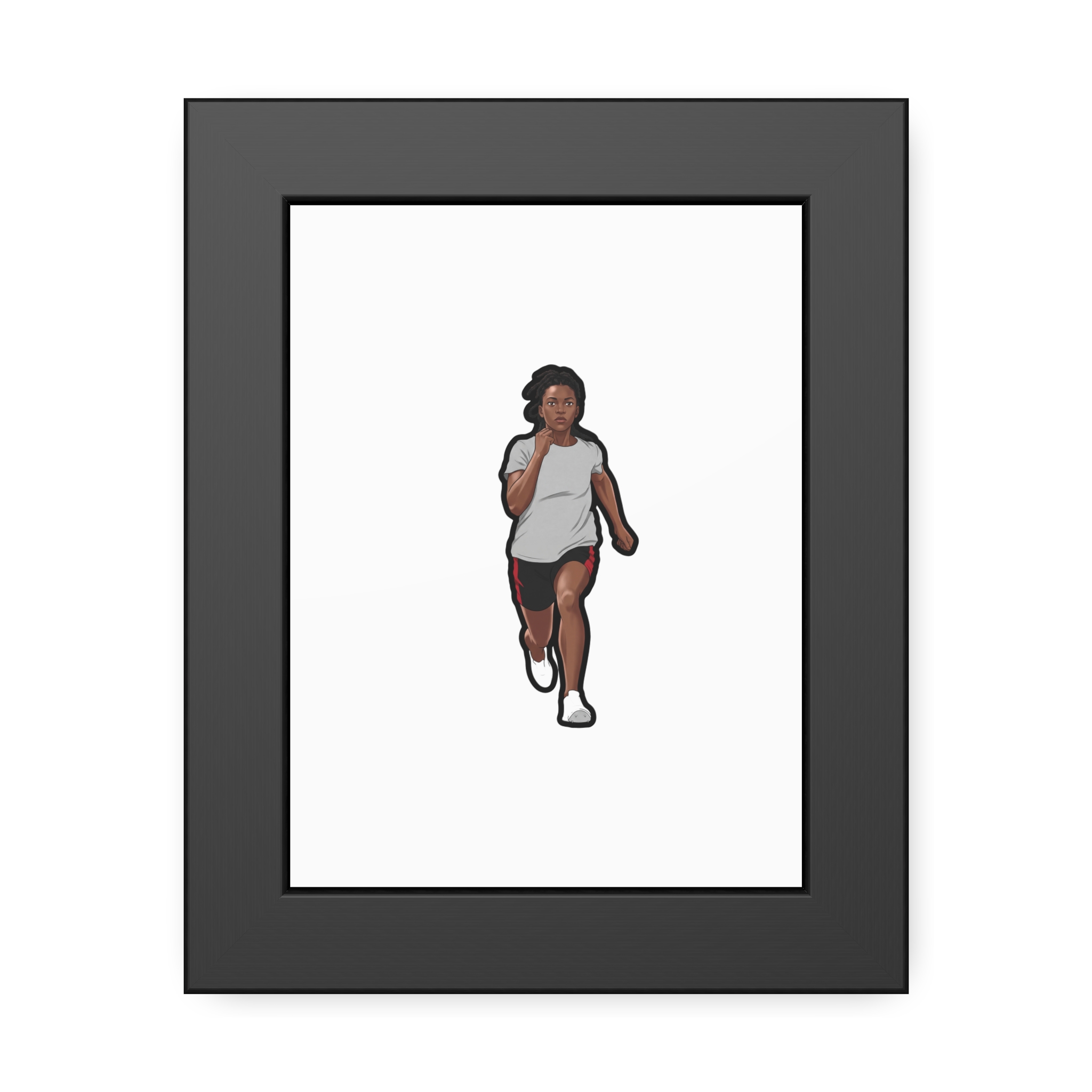 Framed Poster — character_name_vertical in Black