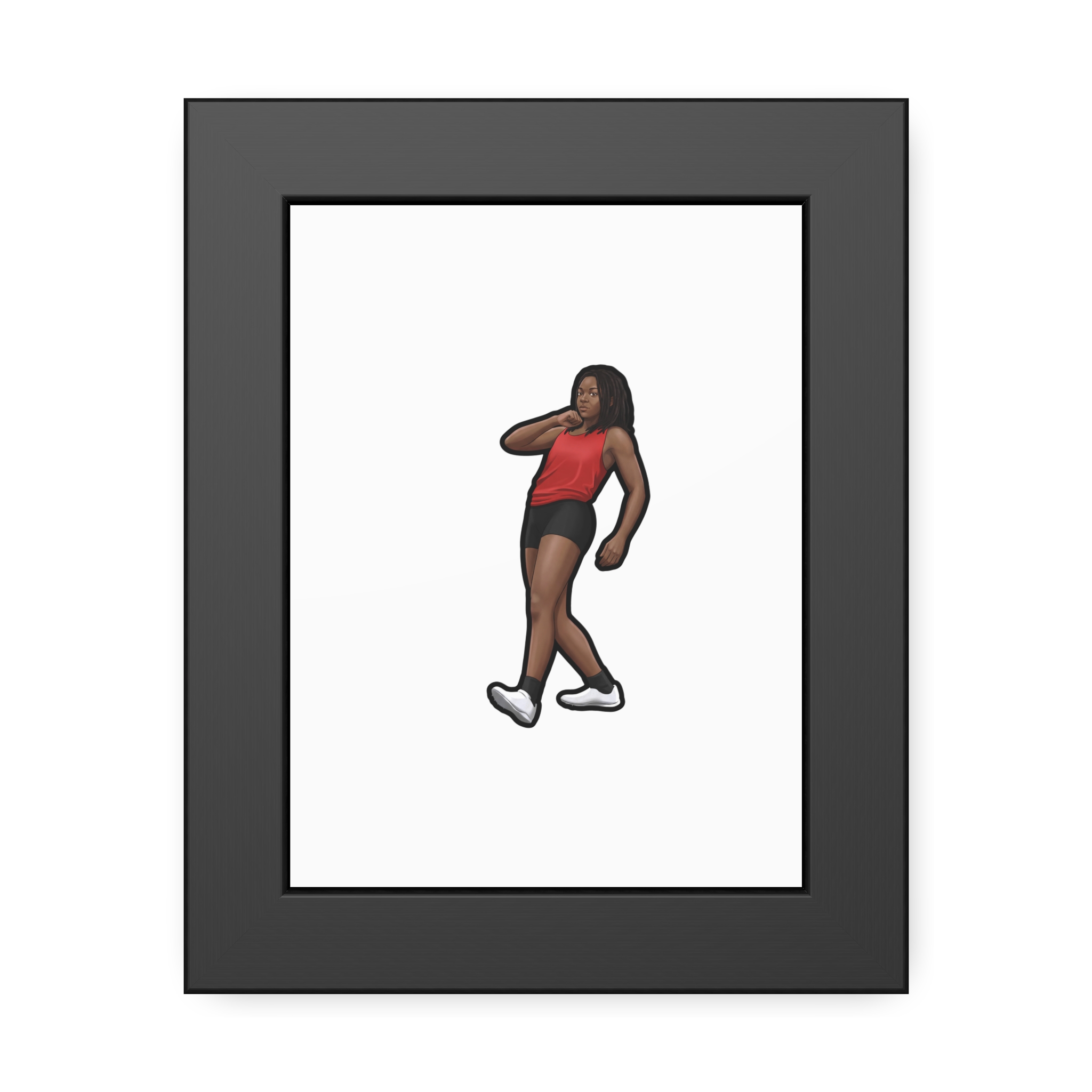 Framed Poster — character_name_vertical in Black