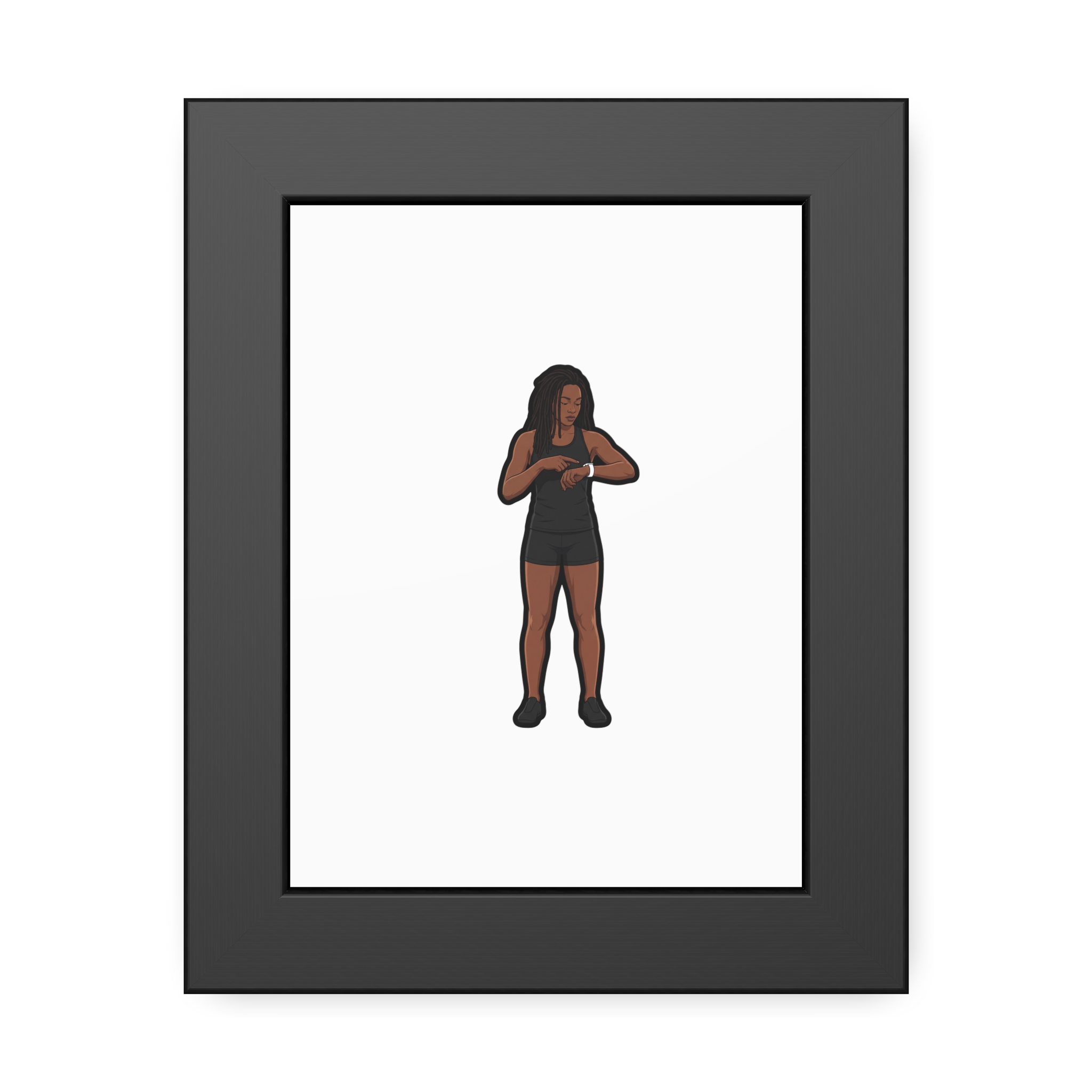 Framed Poster — character_name_vertical in Black