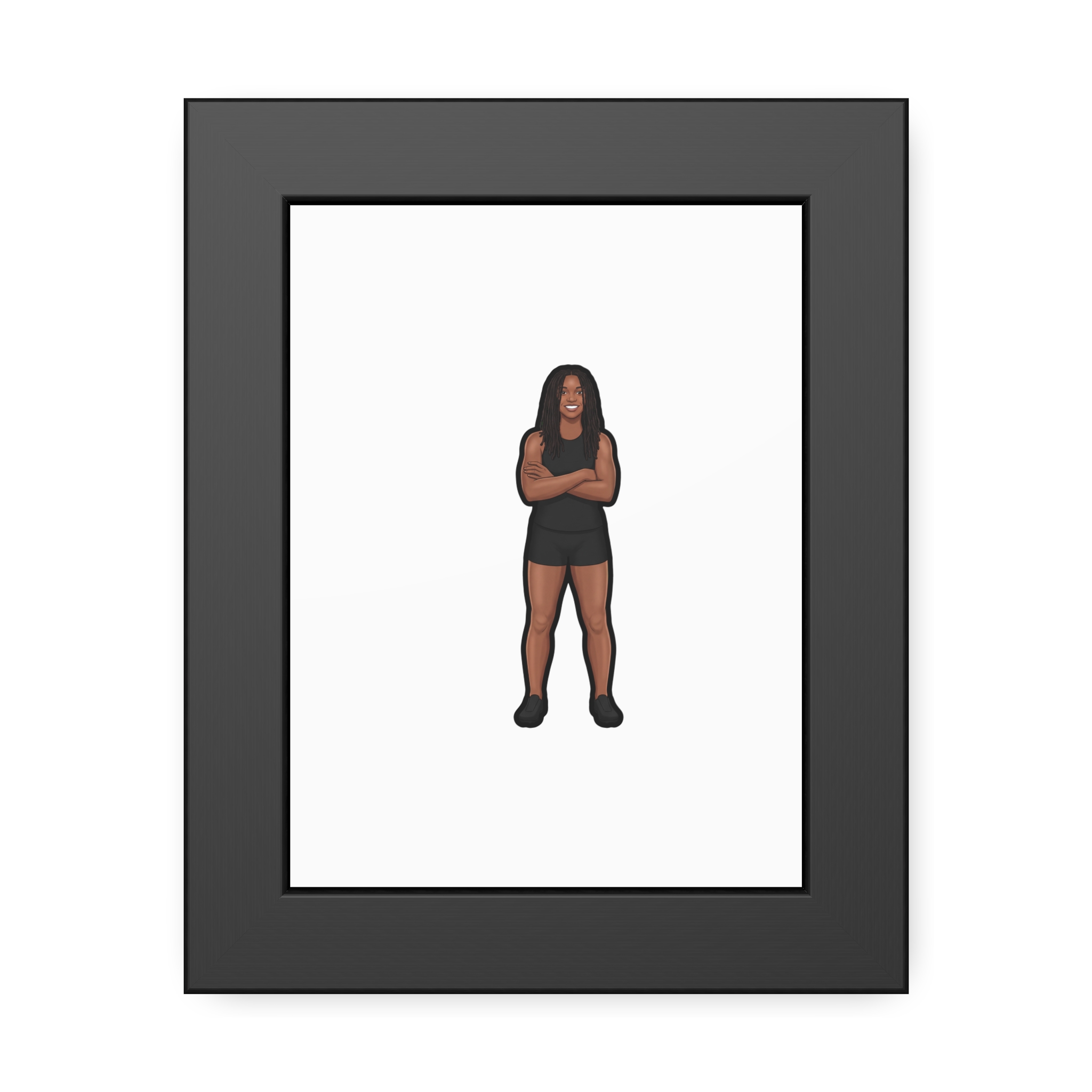 Framed Poster — character_name_vertical in Black