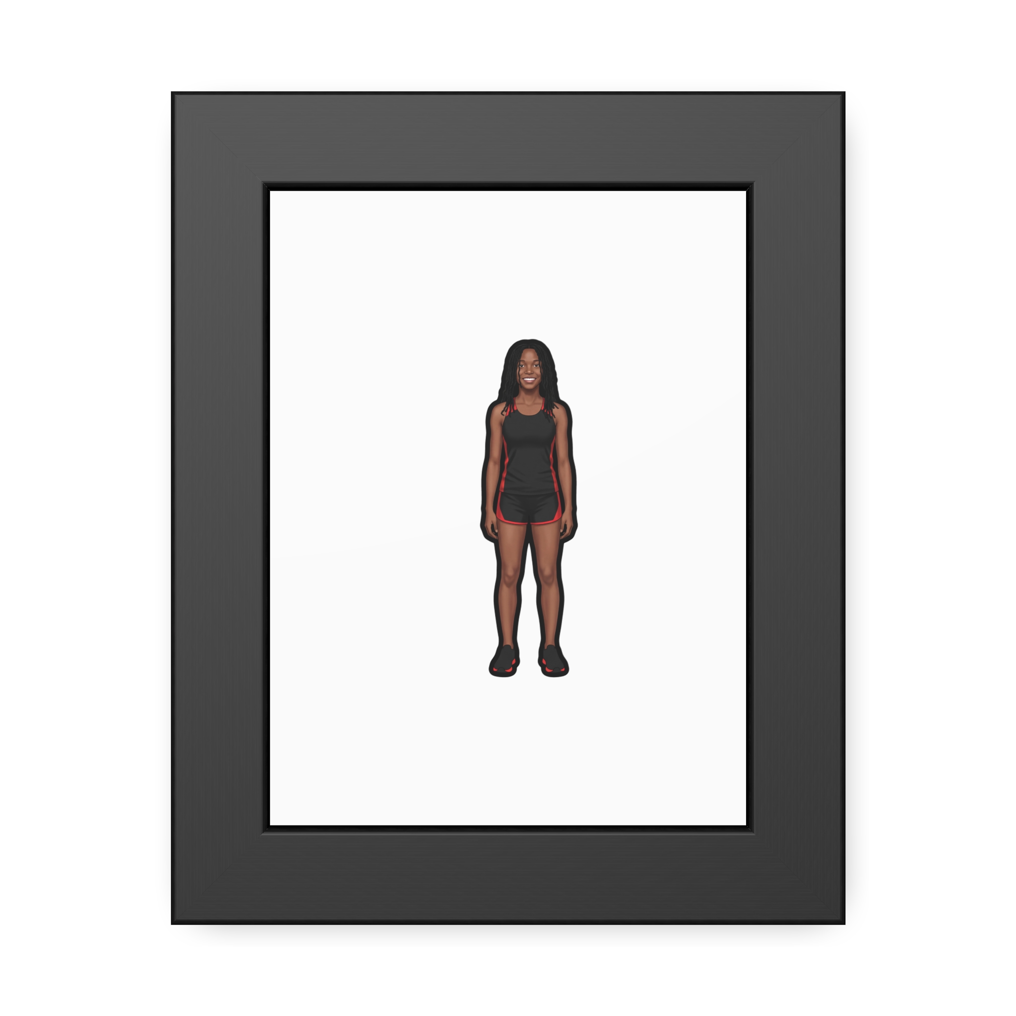 Framed Poster — character_name_vertical in Black