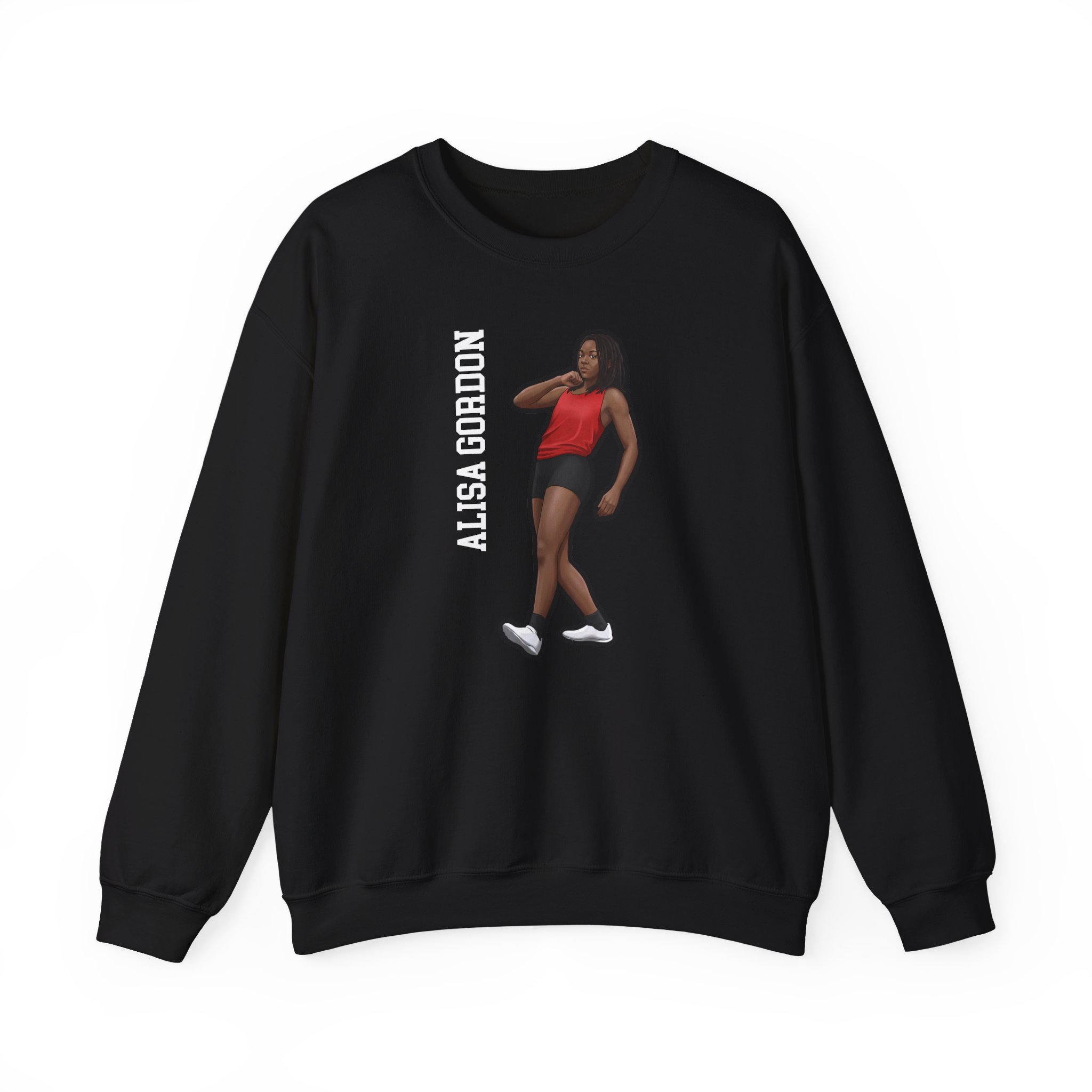 Crewneck Sweatshirt — character_name_vertical in Black