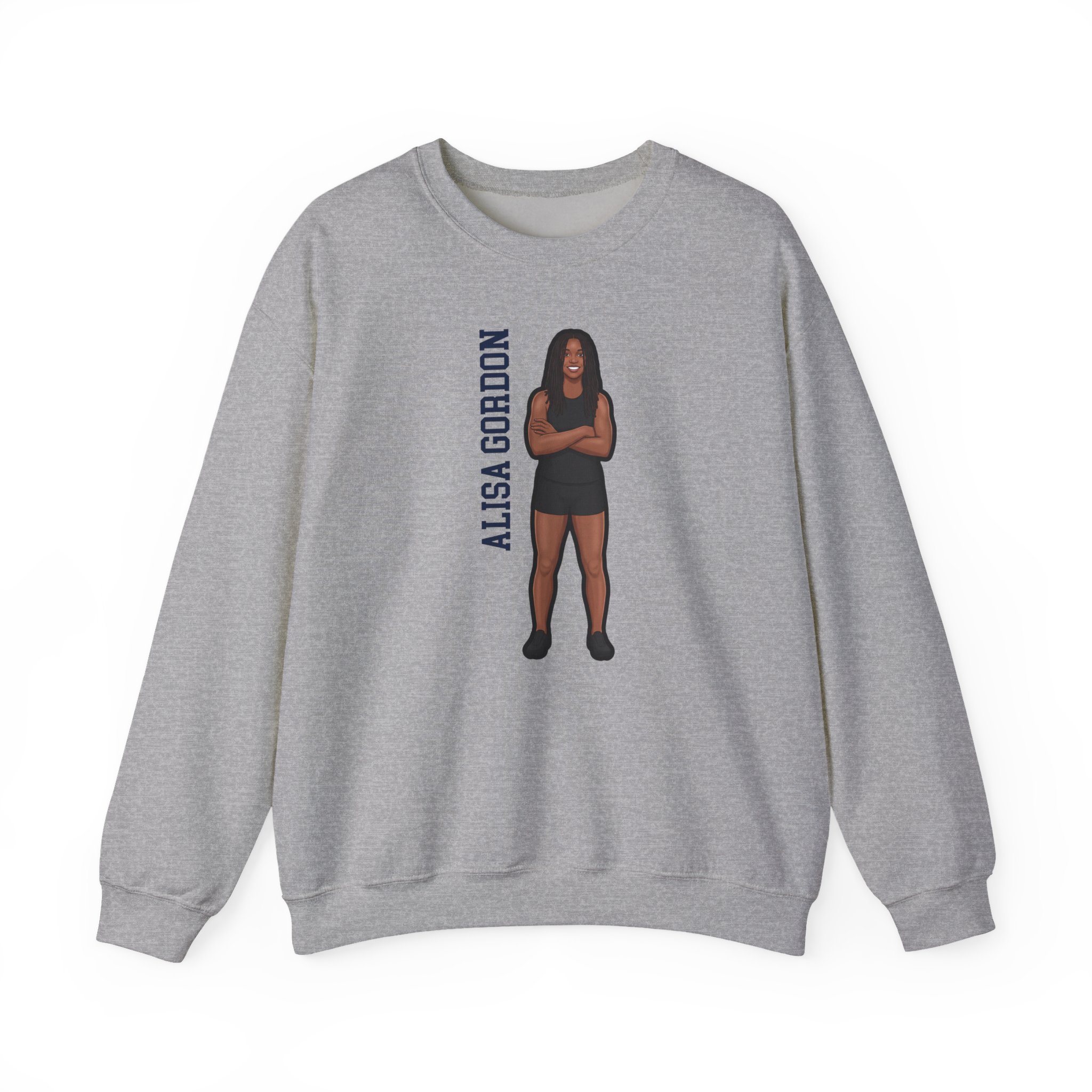 Crewneck Sweatshirt — character_name_vertical in Grey
