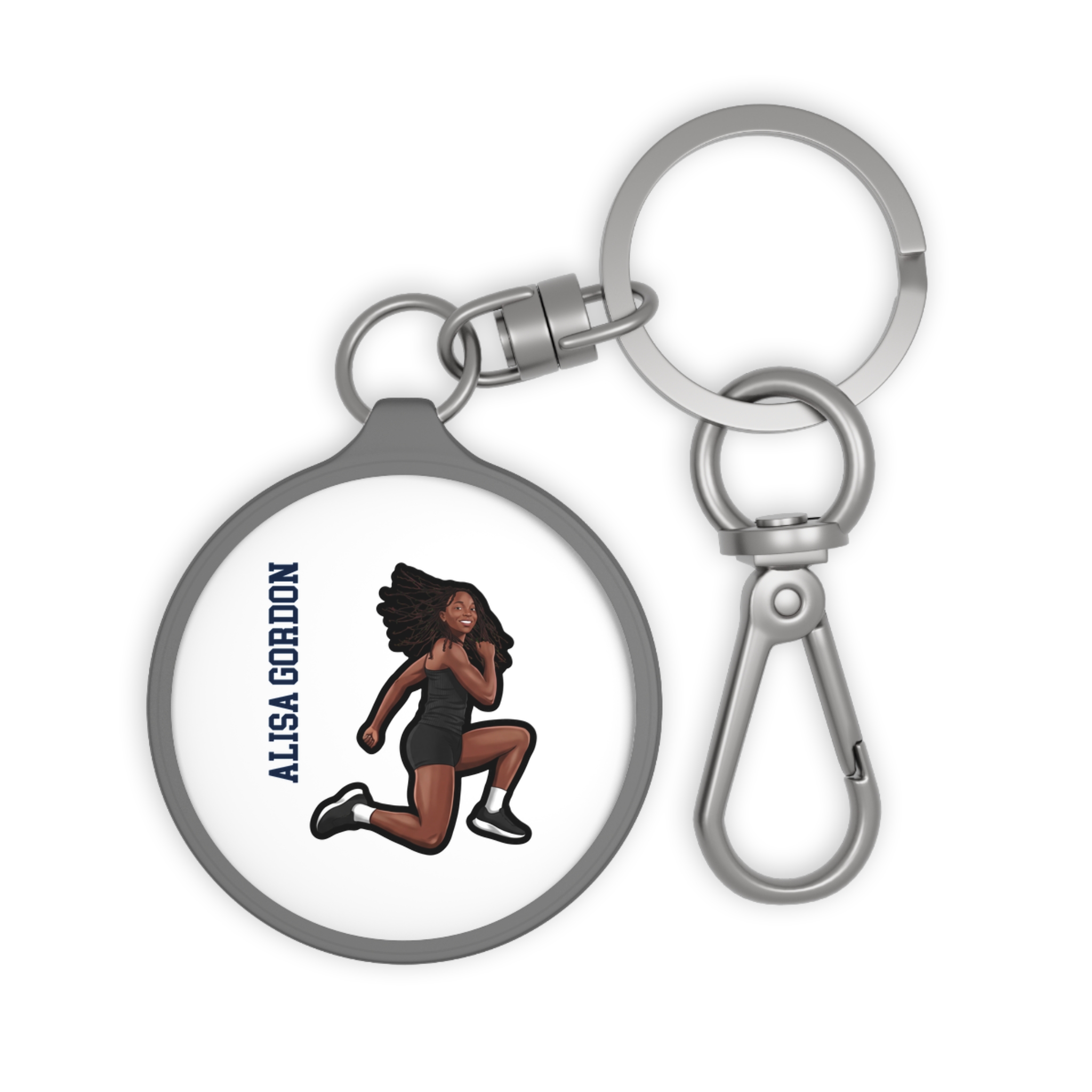 Keychain — character_name_vertical in Grey