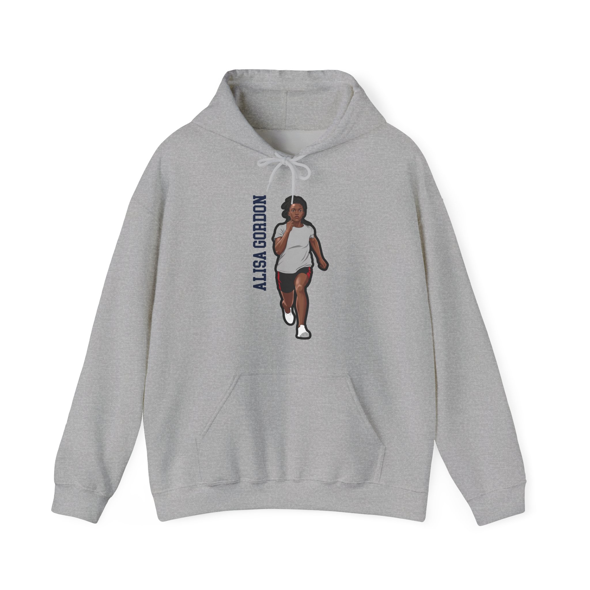 Hoodie — character_name_vertical in Grey