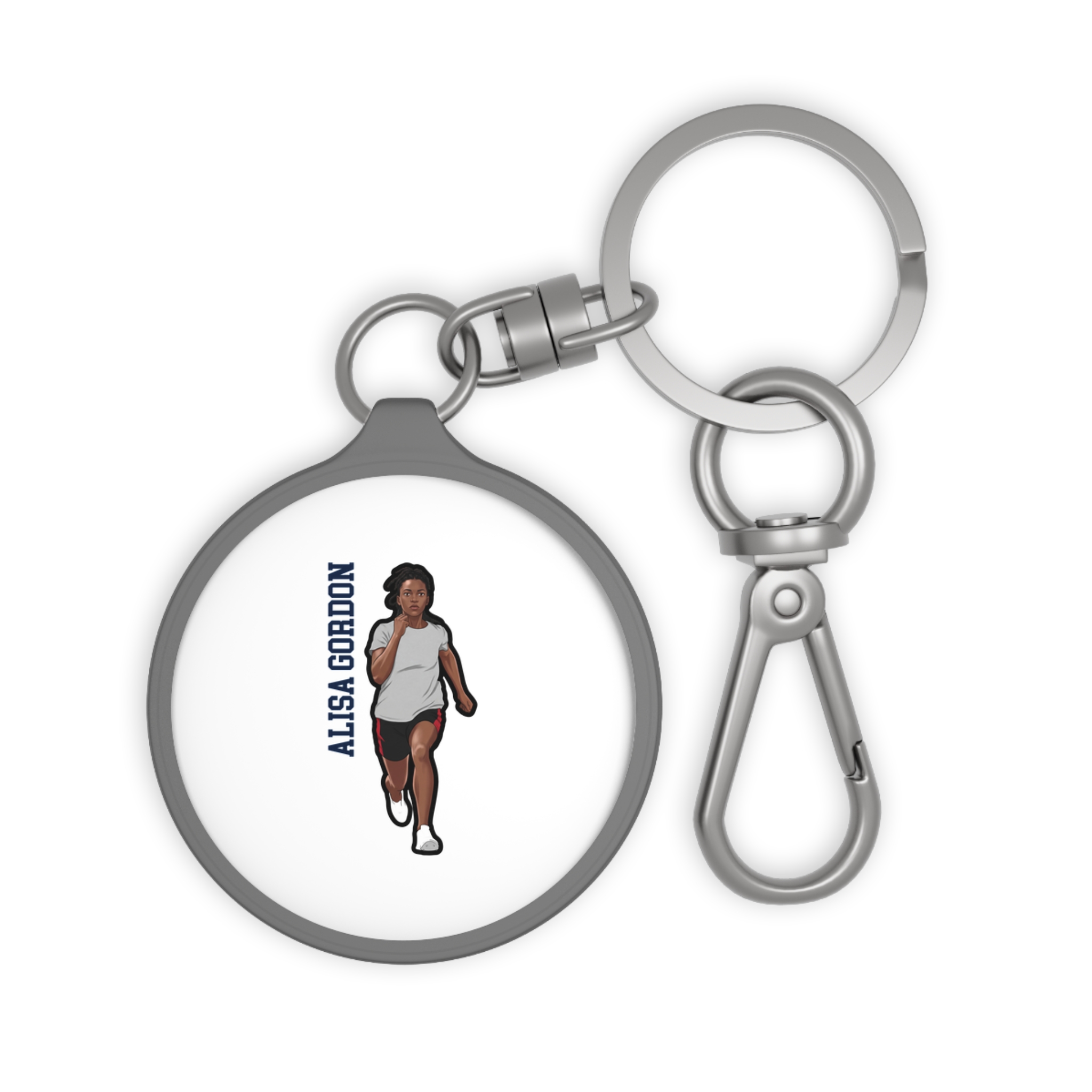 Keychain — character_name_vertical in Grey