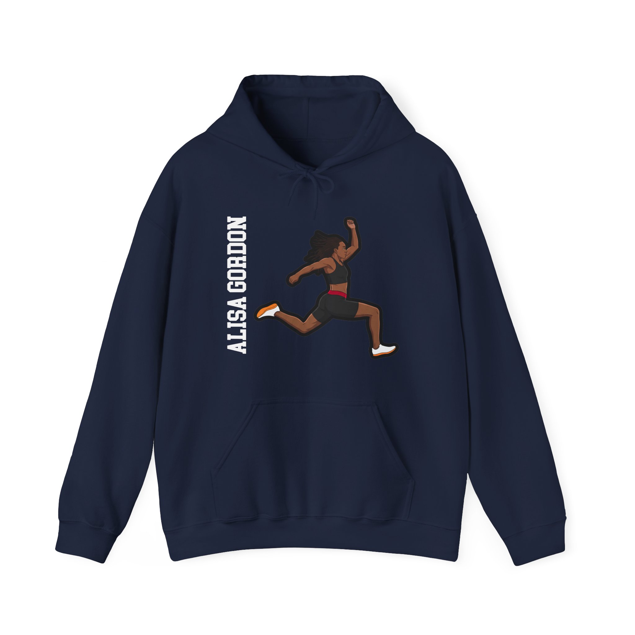Hoodie — character_name_vertical in Navy
