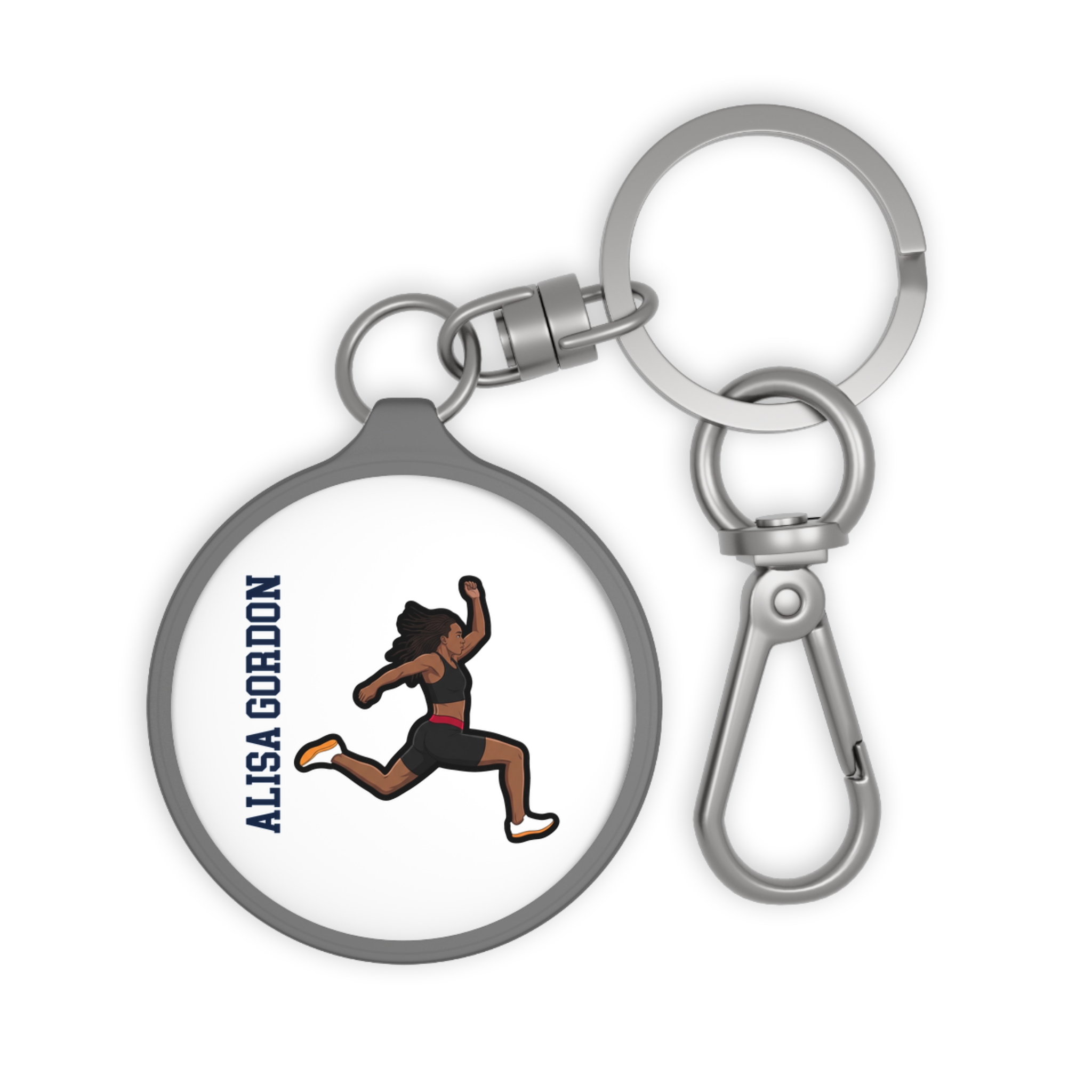 Keychain — character_name_vertical in Grey