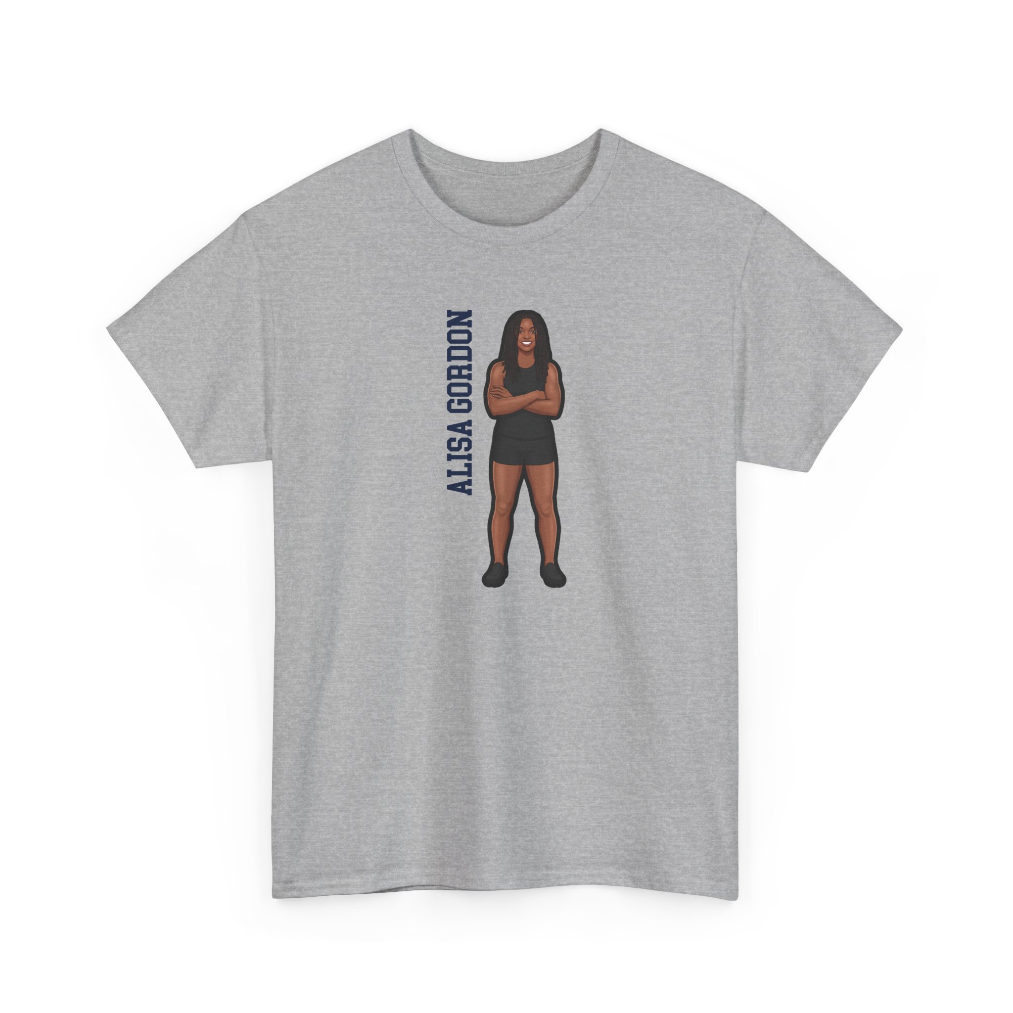 Tee — character_name_vertical in Grey