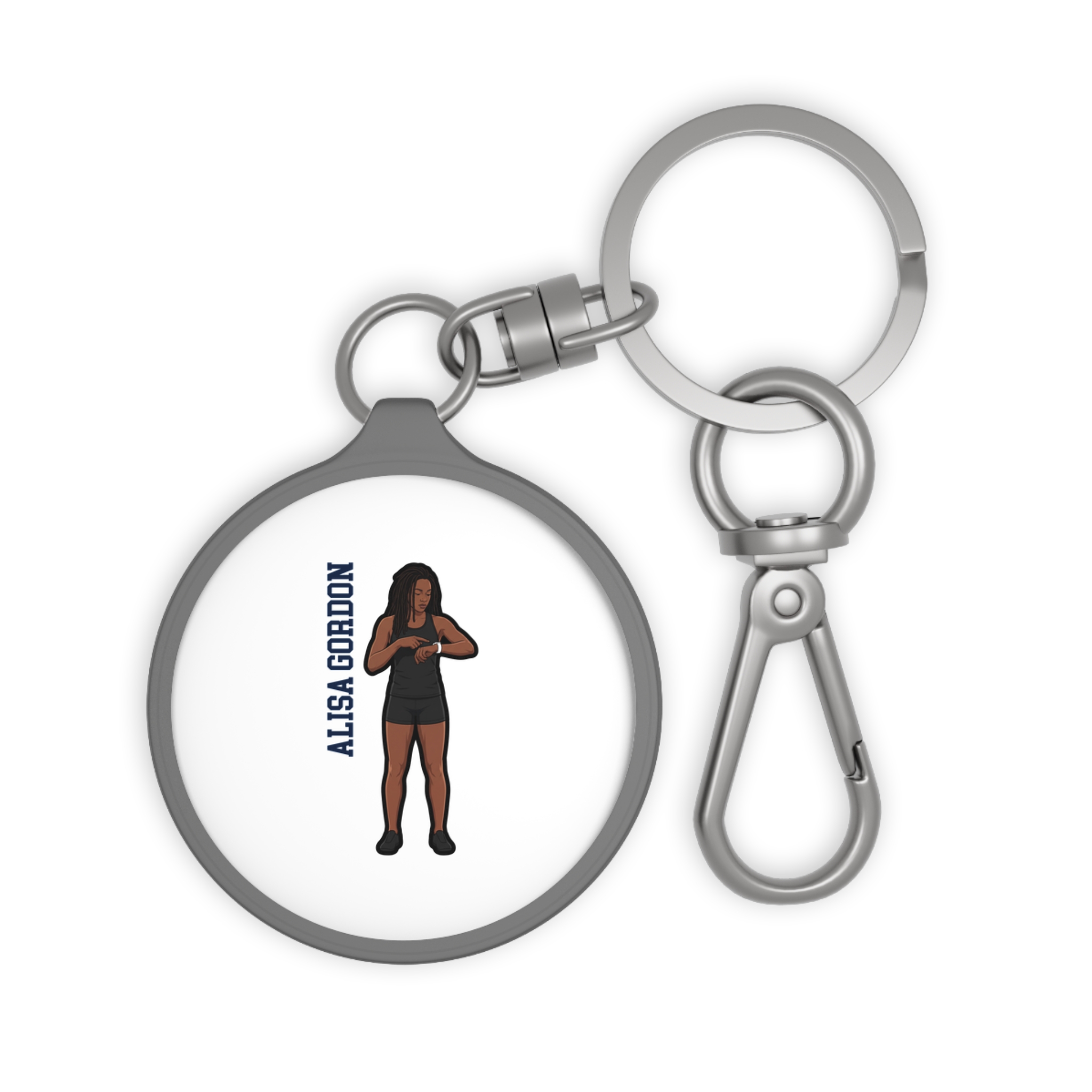 Keychain — character_name_vertical in Grey