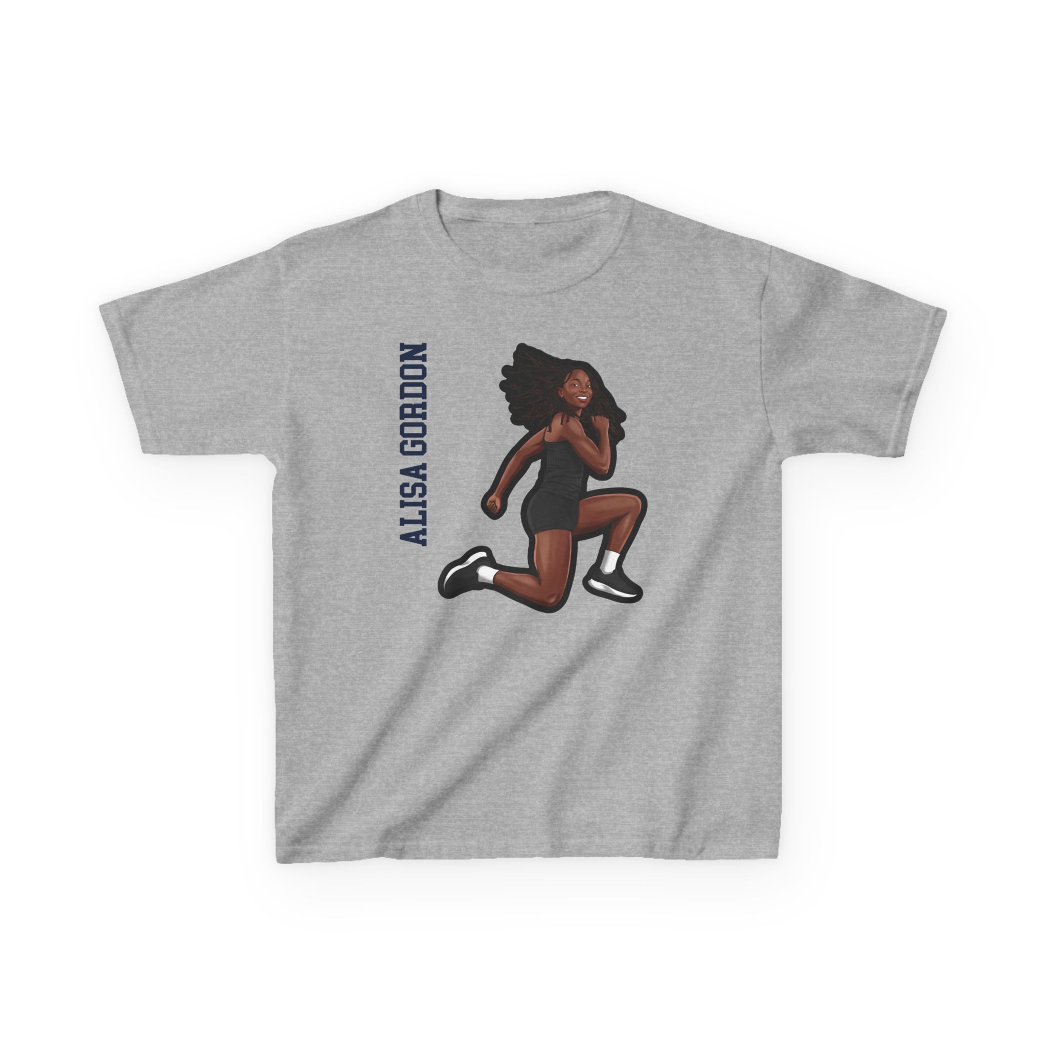 Youth Tee — character_name_vertical in Grey