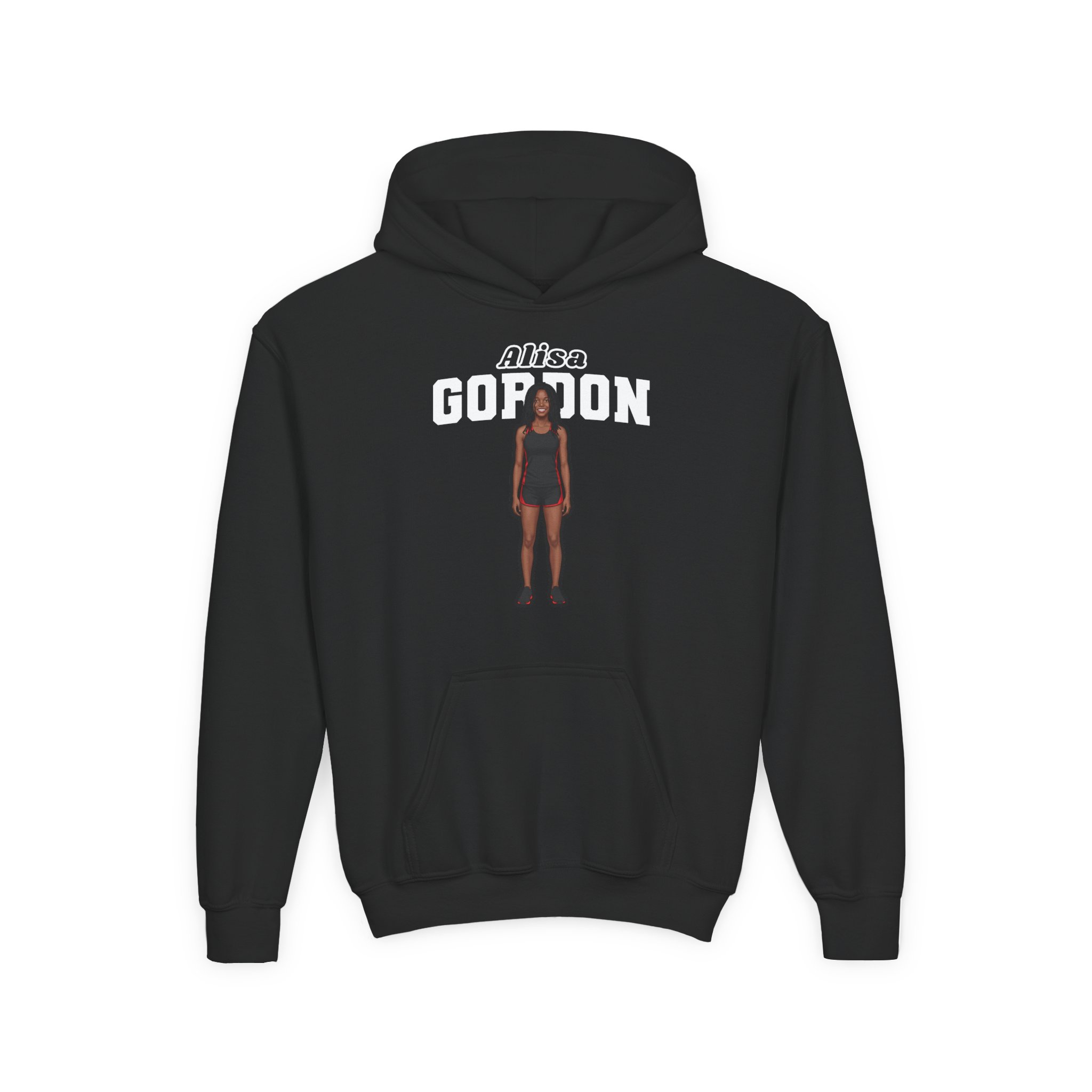 Youth Hoodie — character_name_arch in Black
